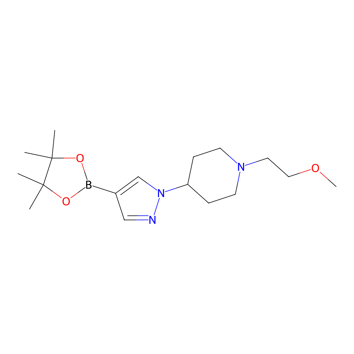 1-(2-Methoxyethyl)-4-(4-(4,4,5,5-tetramethyl-1,3,2-dioxaborolan-2-yl)-1H-pyrazol-1-yl)piperidine molecular structure, CAS 1175273-86-5