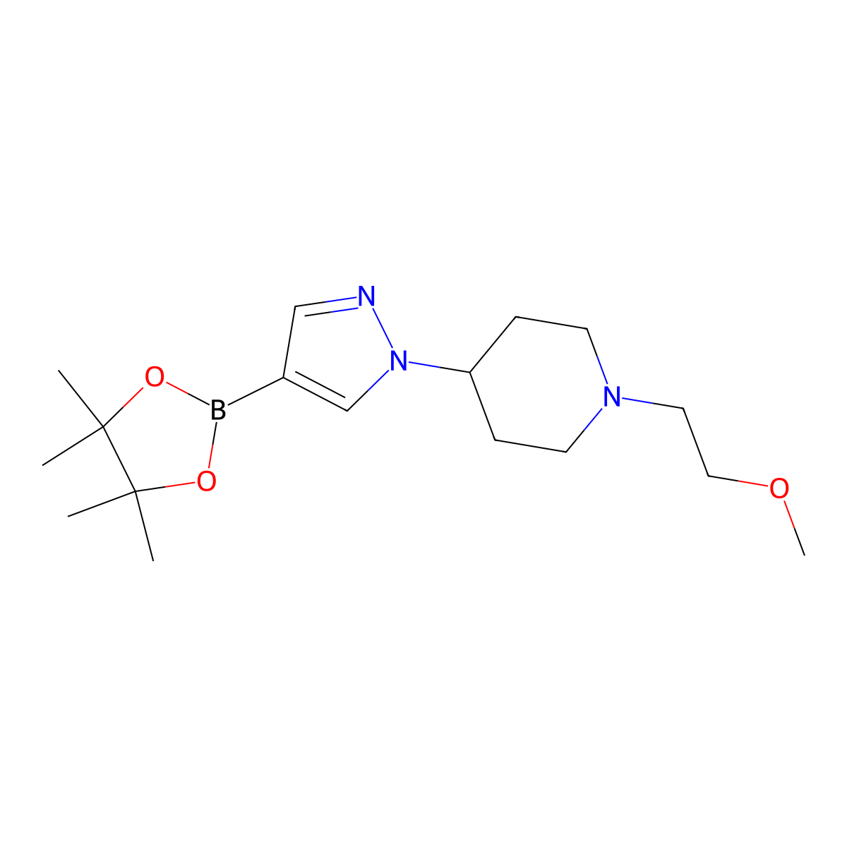 1-(2-Methoxyethyl)-4-(4-(4,4,5,5-tetramethyl-1,3,2-dioxaborolan-2-yl)-1H-pyrazol-1-yl)piperidine molecular structure, CAS 1175273-86-5
