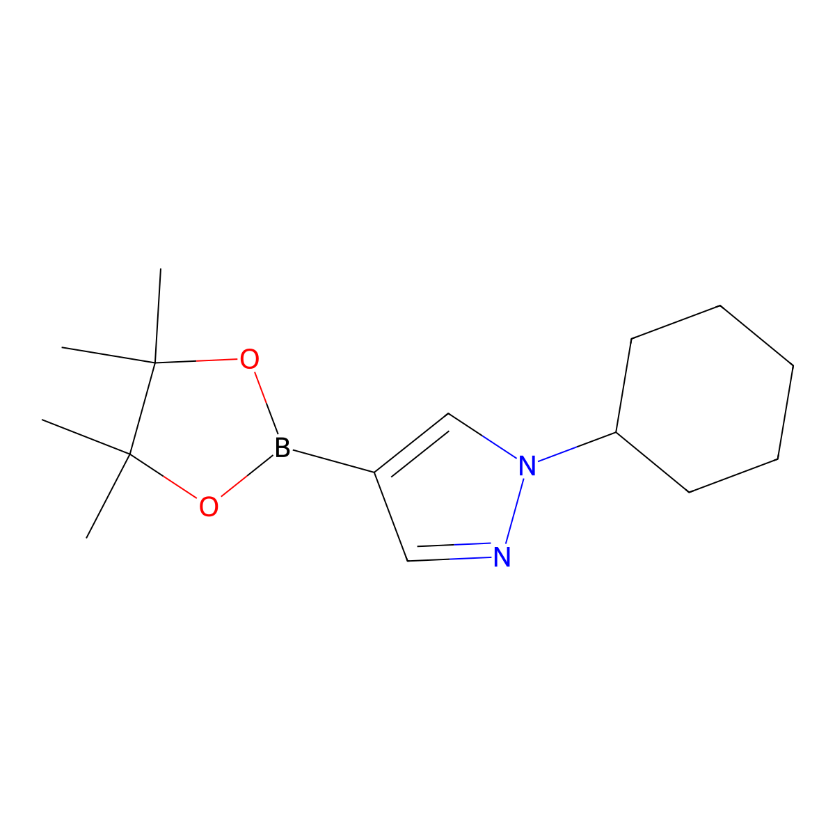 1-Cyclohexyl-4-(4,4,5,5-tetramethyl-1,3,2-dioxaborolan-2-yl)-1H-pyrazole molecular structure, CAS 1175275-00-9