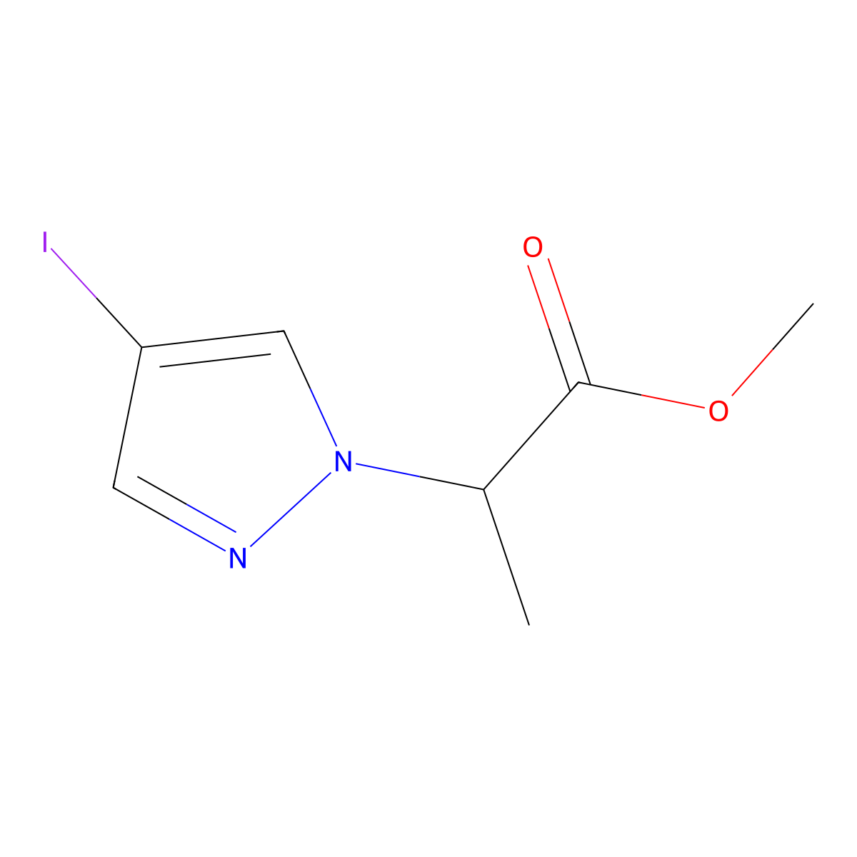 methyl 2-(4-iodo-1H-pyrazol-1-yl)propanoate molecular structure, CAS 1175275-62-3