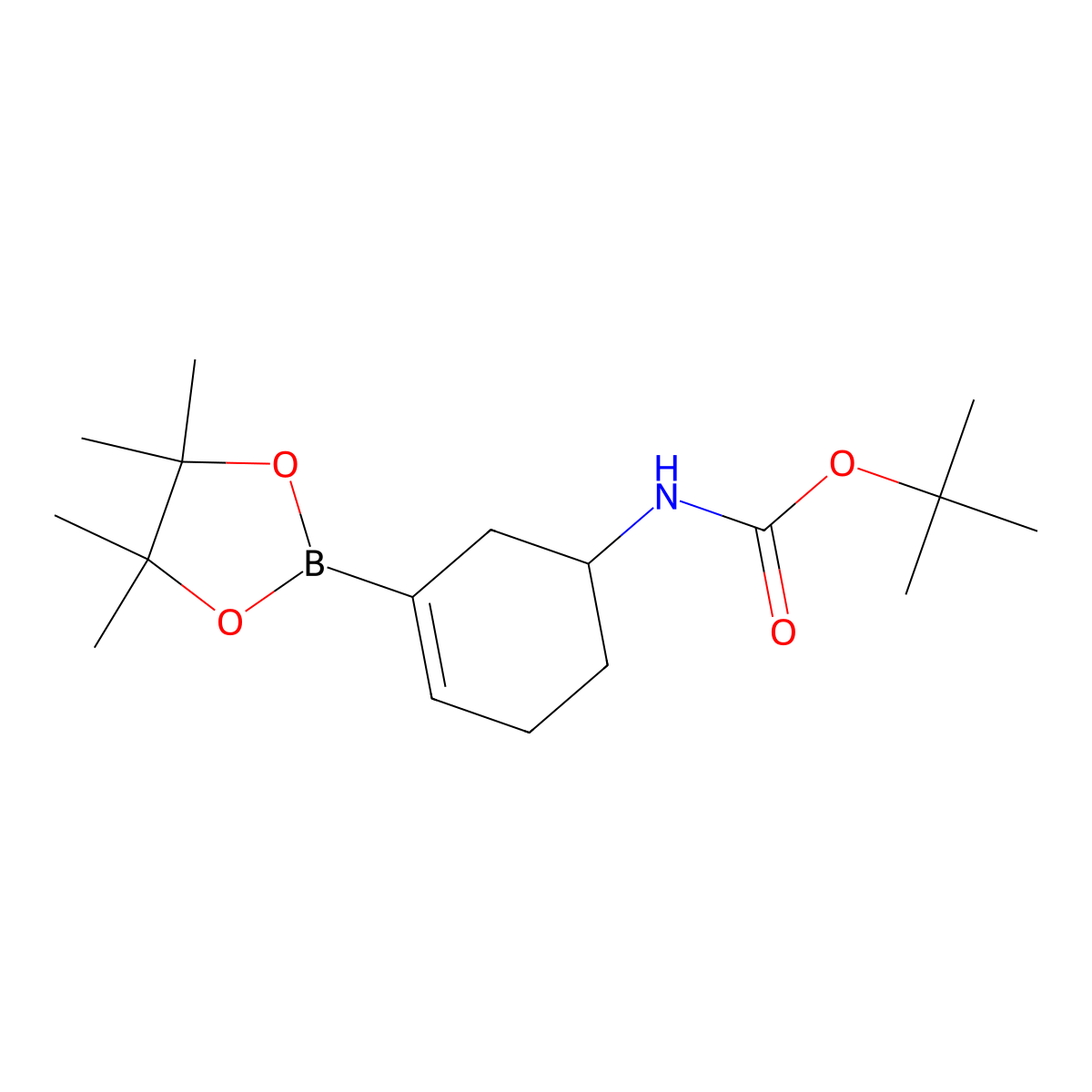 tert-Butyl (3-(4,4,5,5-tetramethyl-1,3,2-dioxaborolan-2-yl)cyclohex-3-en-1-yl)carbamate molecular structure, CAS 1175298-09-5