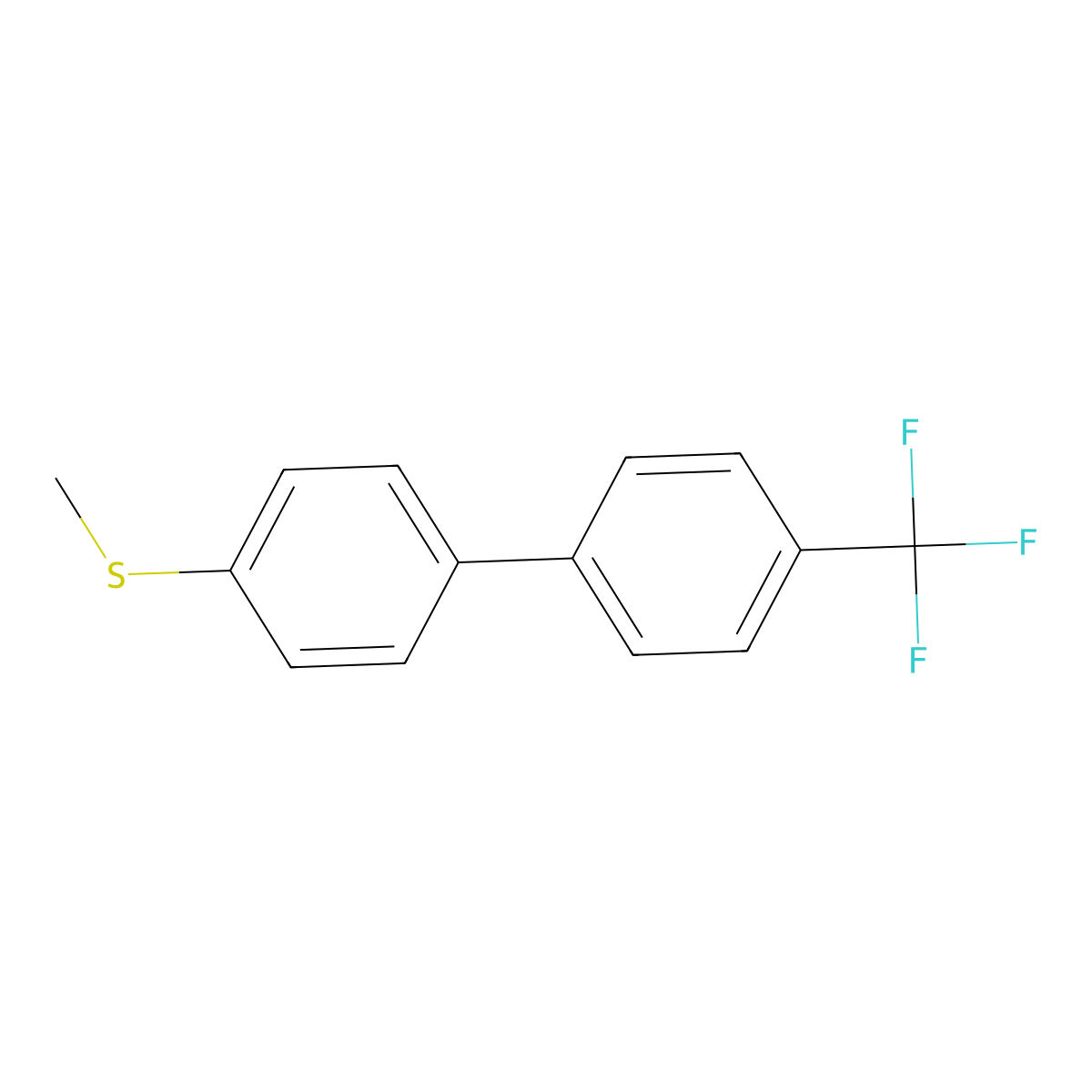 1,1'-Biphenyl, 4-(methylthio)-4'-(trifluoromethyl)- molecular structure, CAS 117530-19-5