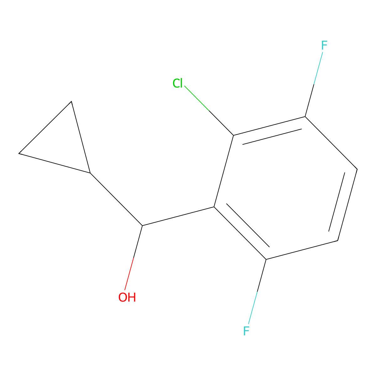(2-Chloro-3,6-difluorophenyl)(cyclopropyl)methanol molecular structure, CAS 1175300-57-8