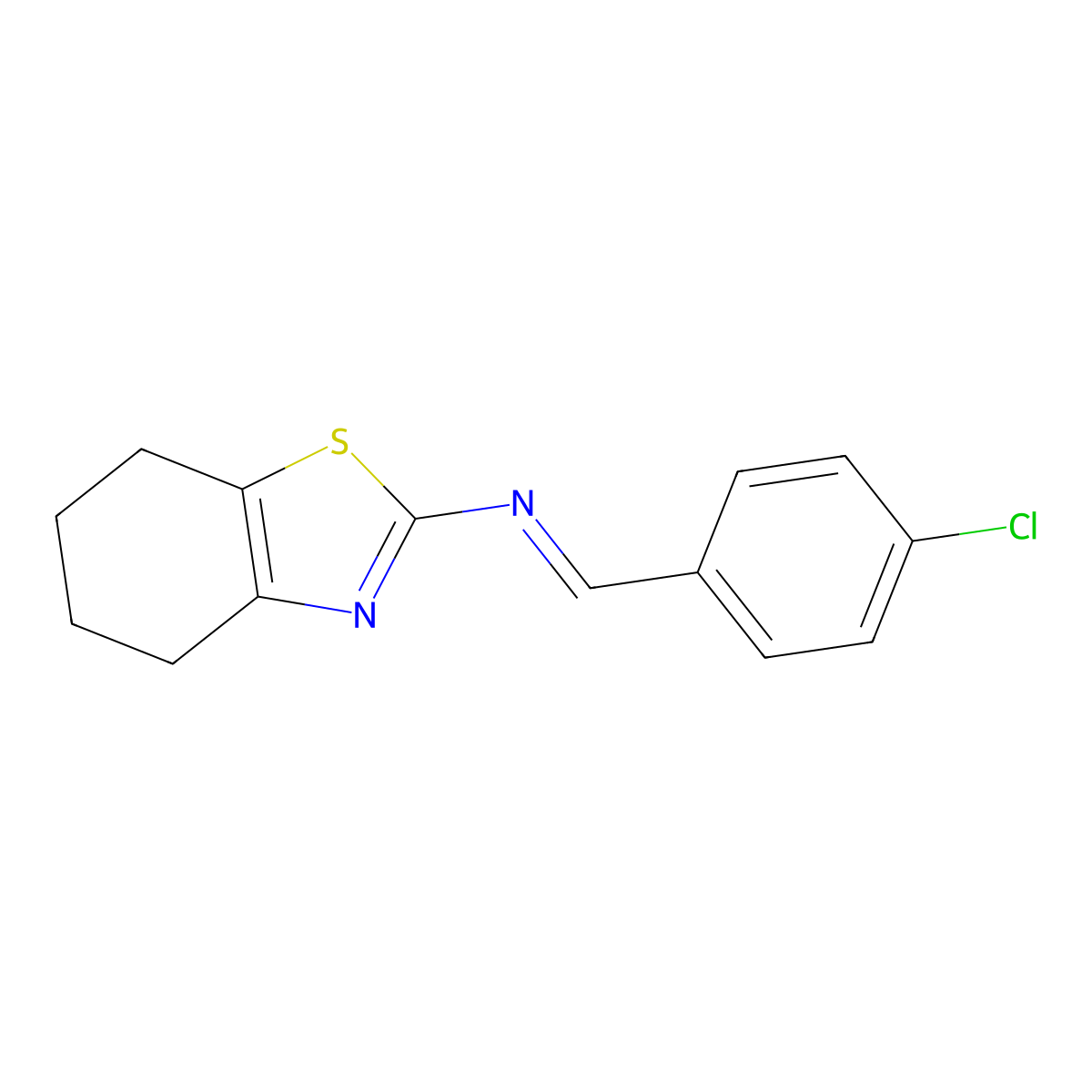 1-(4-chlorophenyl)-N-(4,5,6,7-tetrahydro-1,3-benzothiazol-2-yl)methanimine molecular structure, CAS 117535-28-1