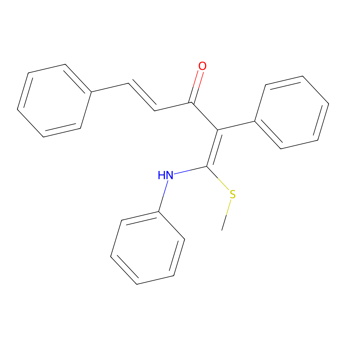 1-Anilino-1-(methylsulfanyl)-2,5-diphenyl-1,4-pentadien-3-one molecular structure, CAS 117535-88-3