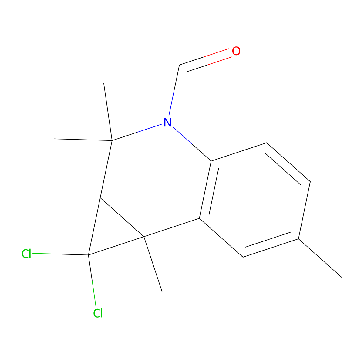 1,1-dichloro-2,2,6,7b-tetramethyl-1aH-cyclopropa[c]quinoline-3-carbaldehyde molecular structure, CAS 117536-10-4