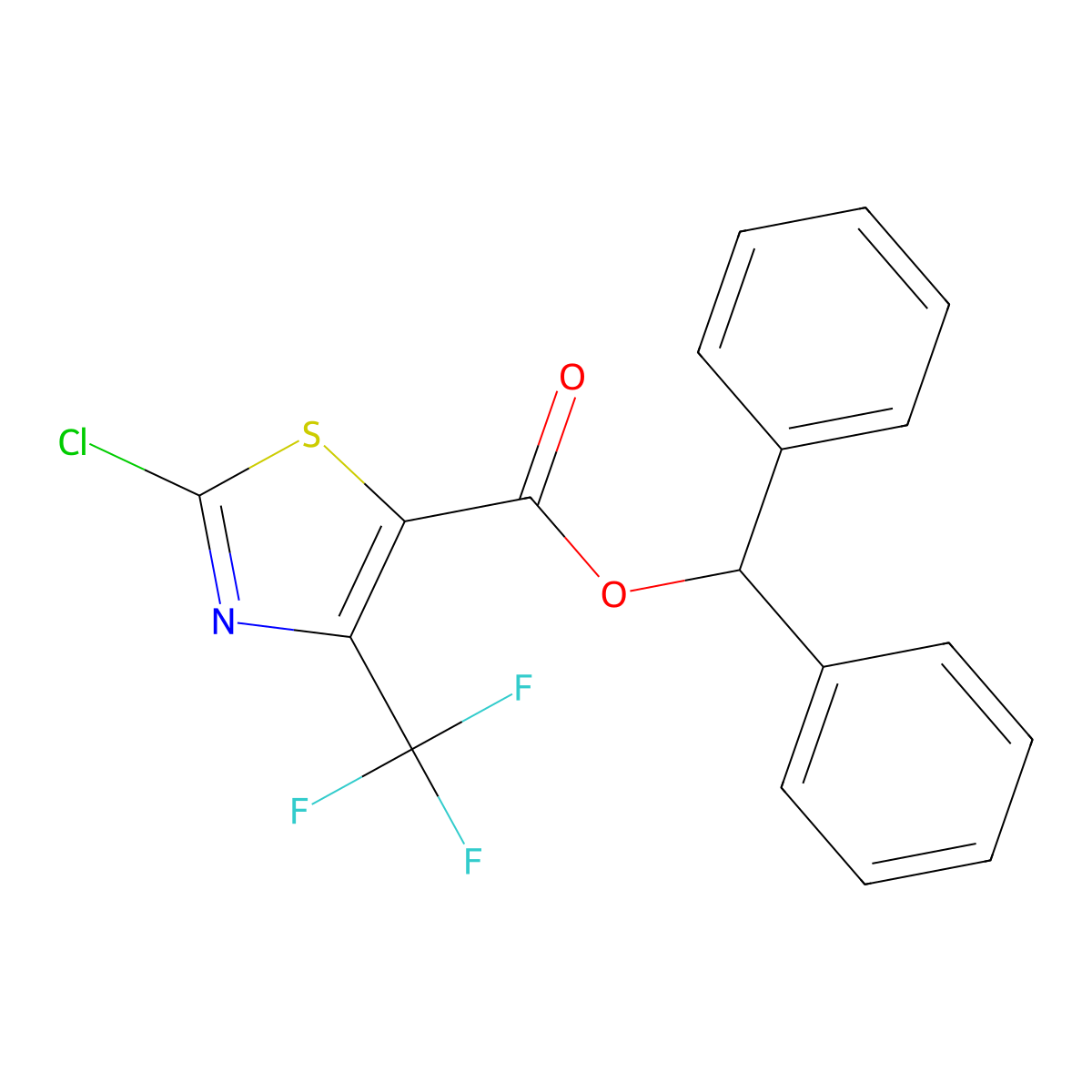Benzhydryl 2-chloro-4-(trifluoromethyl)thiazole-5-carboxylate molecular structure, CAS 117545-95-6