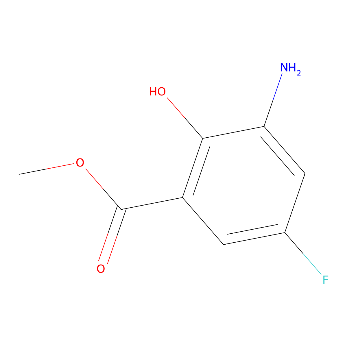 Methyl 3-amino-5-fluoro-2-hydroxybenzoate molecular structure, CAS 1175529-01-7