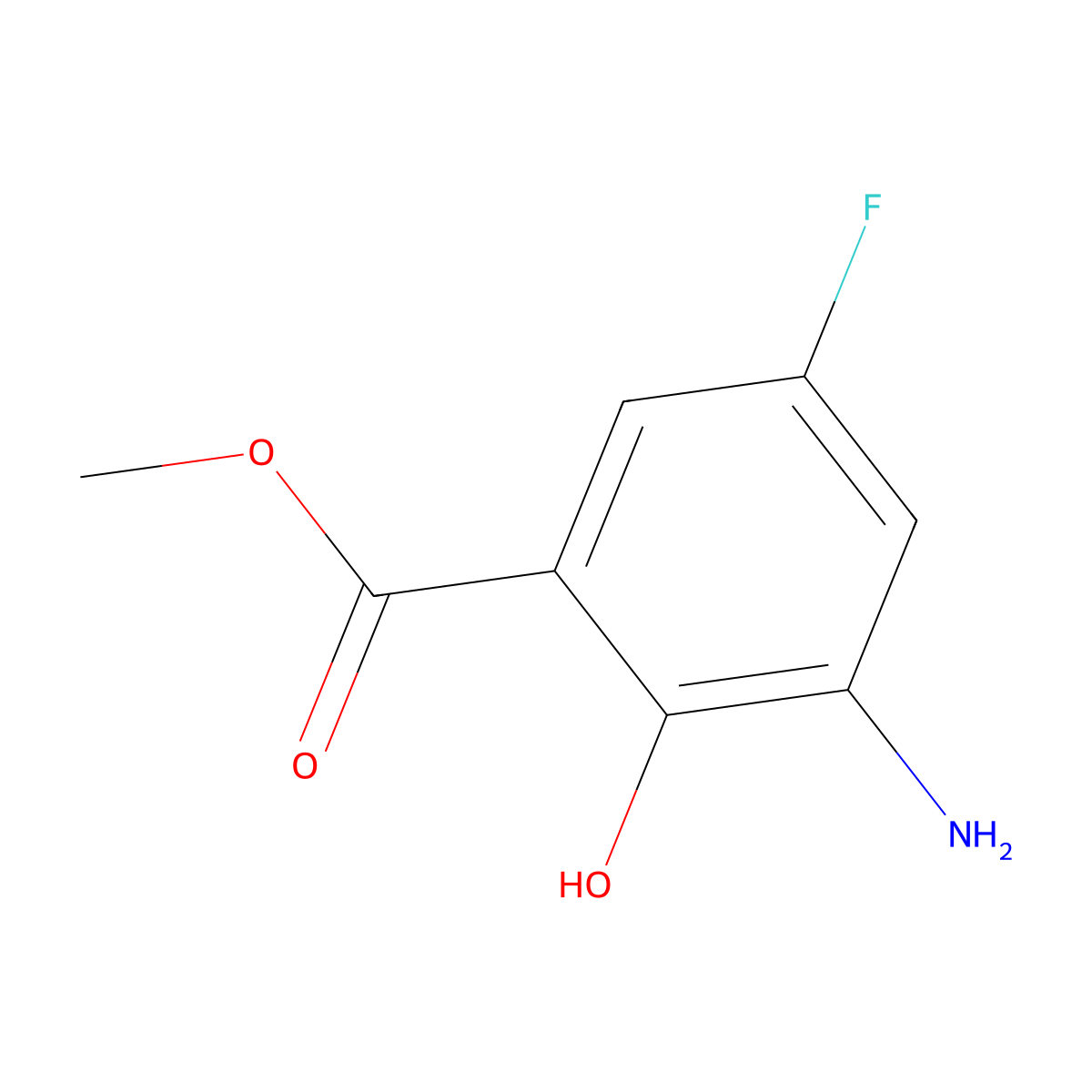 Methyl 3-amino-5-fluoro-2-hydroxybenzoate molecular structure, CAS 1175529-01-7