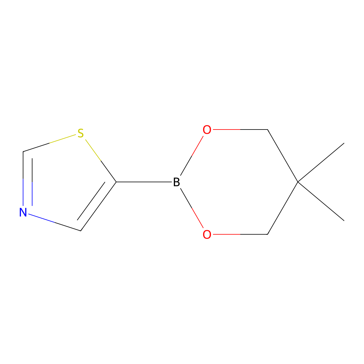 5-(5,5-Dimethyl-1,3,2-dioxaborinan-2-yl)thiazole molecular structure, CAS 1175534-92-5