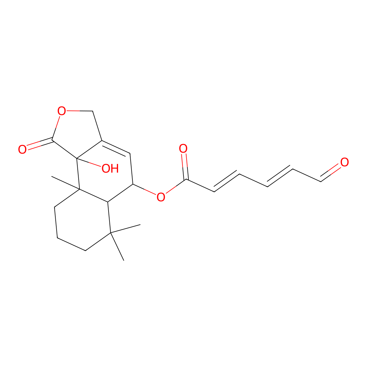 (9b-Hydroxy-6,6,9a-trimethyl-1-oxo-3,5,5a,7,8,9-hexahydrobenzo[e][2]benzofuran-5-yl) 6-oxohexa-2,4-dienoate molecular structure, CAS 1175543-06-2