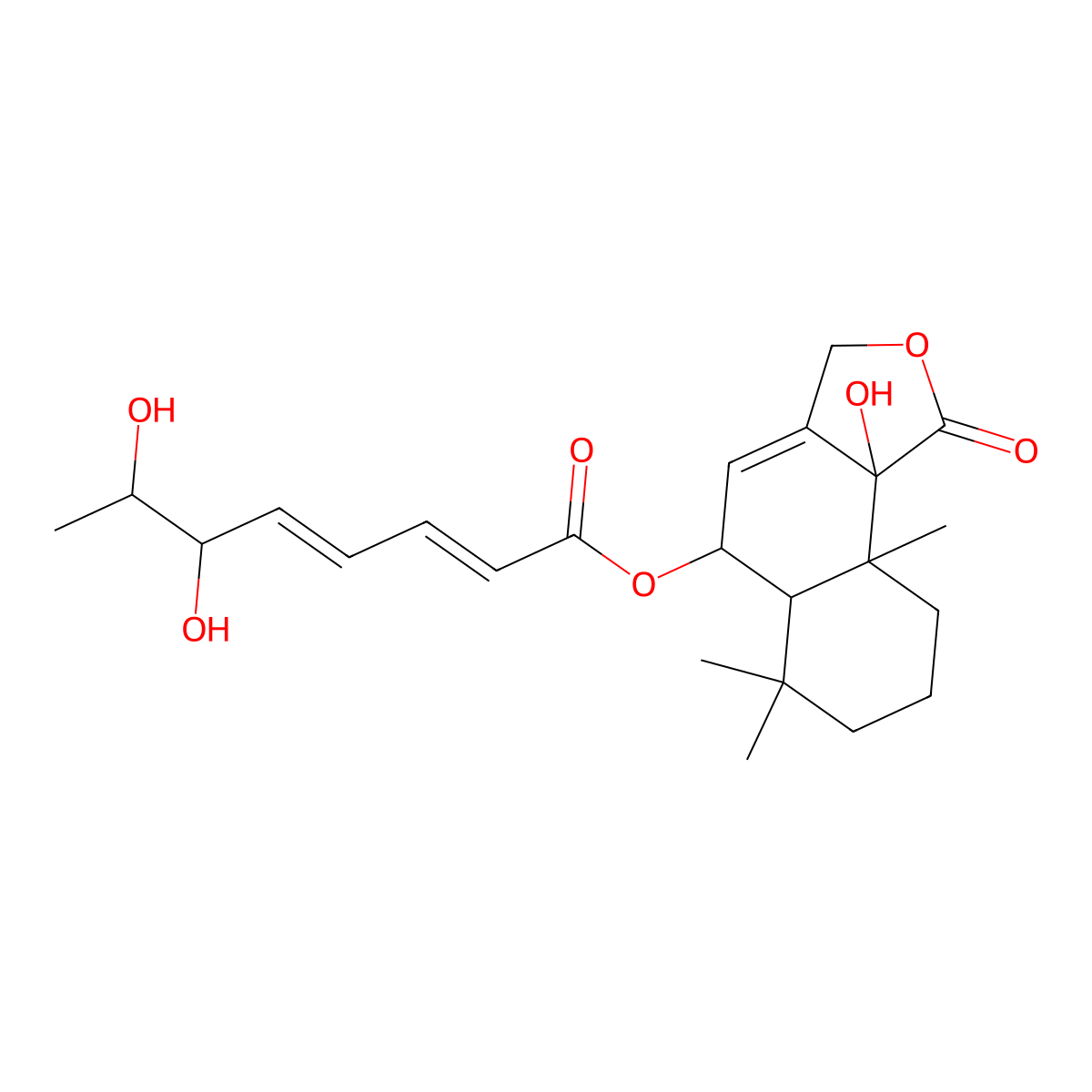 (9b-Hydroxy-6,6,9a-trimethyl-1-oxo-3,5,5a,7,8,9-hexahydrobenzo[e][2]benzofuran-5-yl) 6,7-dihydroxyocta-2,4-dienoate molecular structure, CAS 1175543-07-3