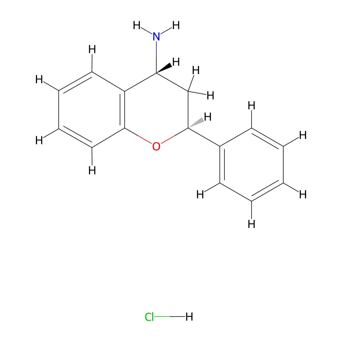 (2S,4R)-2-Phenyl-3,4-dihydro-2H-chromen-4-amine;hydrochloride molecular structure, CAS 117556-55-5
