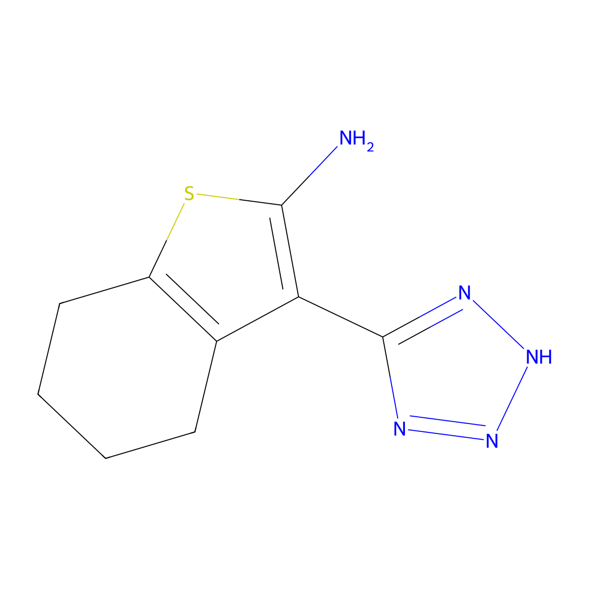 [3-(1H-tetrazol-5-yl)-4,5,6,7-tetrahydro-1-benzothien-2-yl]amine molecular structure, CAS 117562-90-0