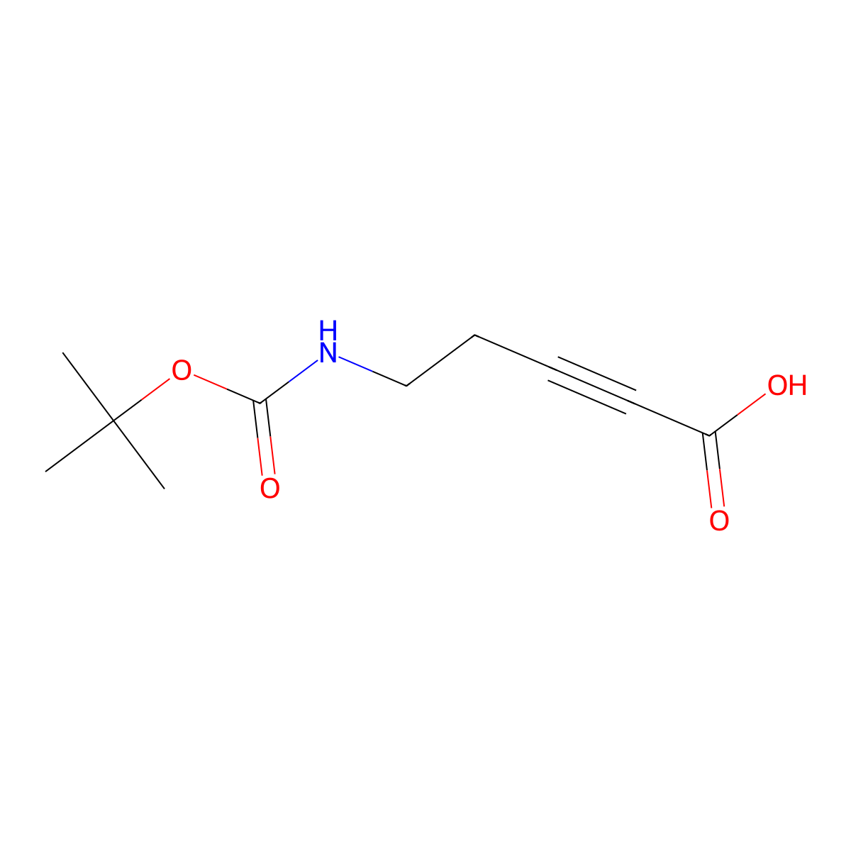 5-(((Tert-butoxy)carbonyl)amino)pent-2-ynoic acid molecular structure, CAS 1175621-48-3