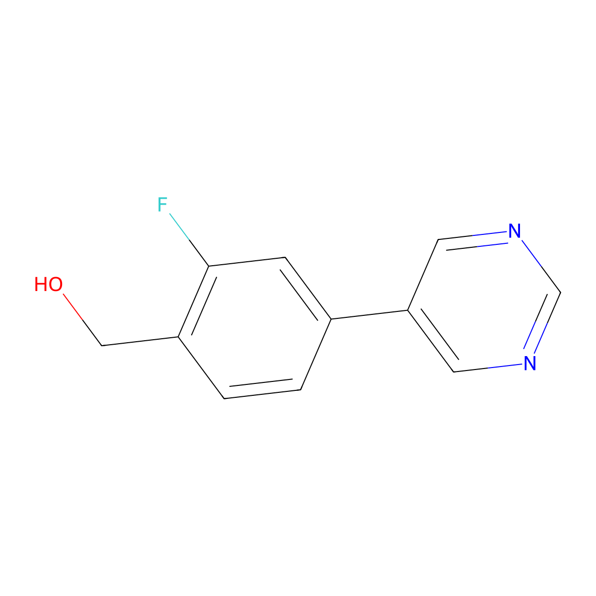 2-Fluoro-4-(5-pyrimidinyl)benzenemethanol molecular structure, CAS 1175628-38-2
