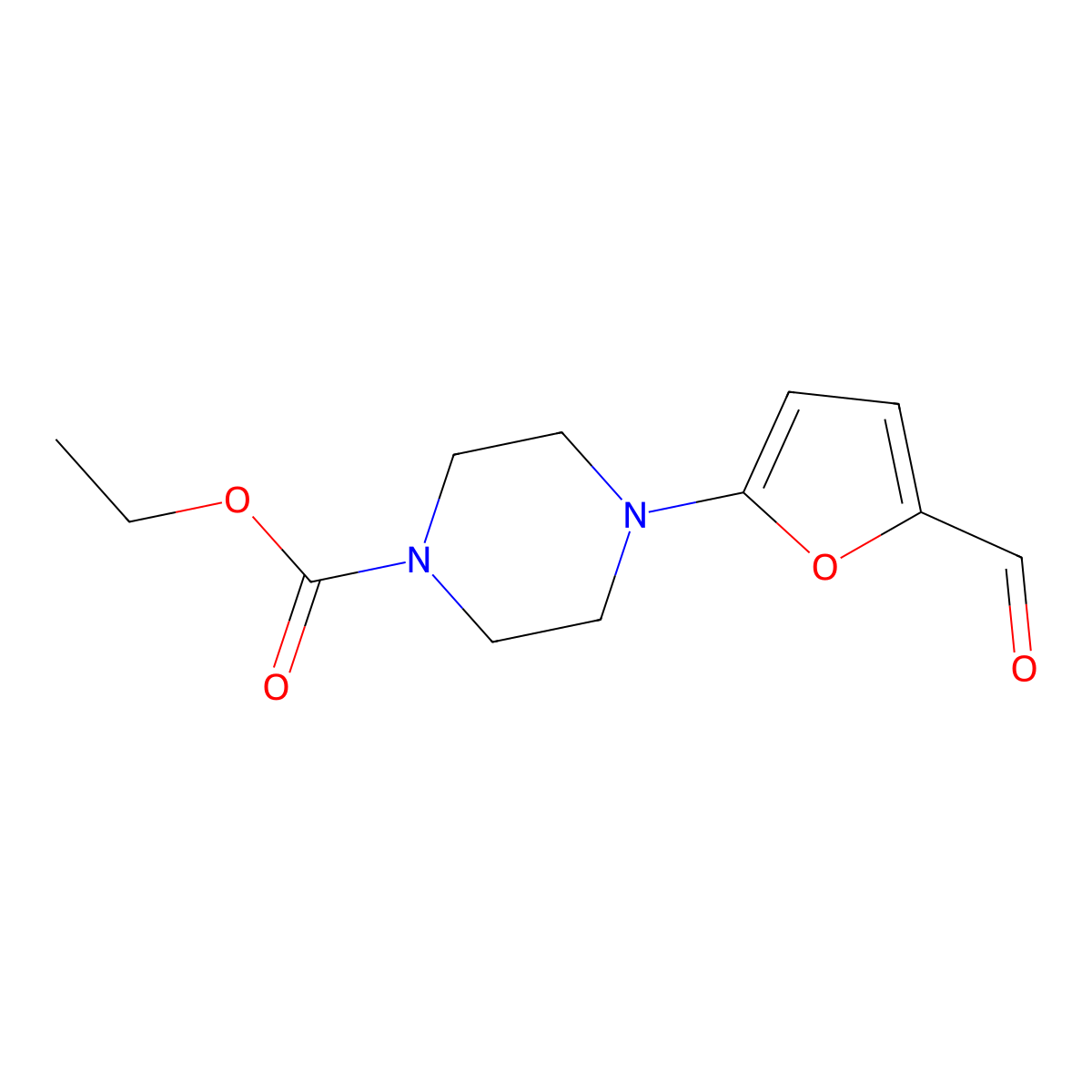 Ethyl 4-(5-formyl-2-furyl)piperazine-1-carboxylate molecular structure, CAS 1175653-32-3
