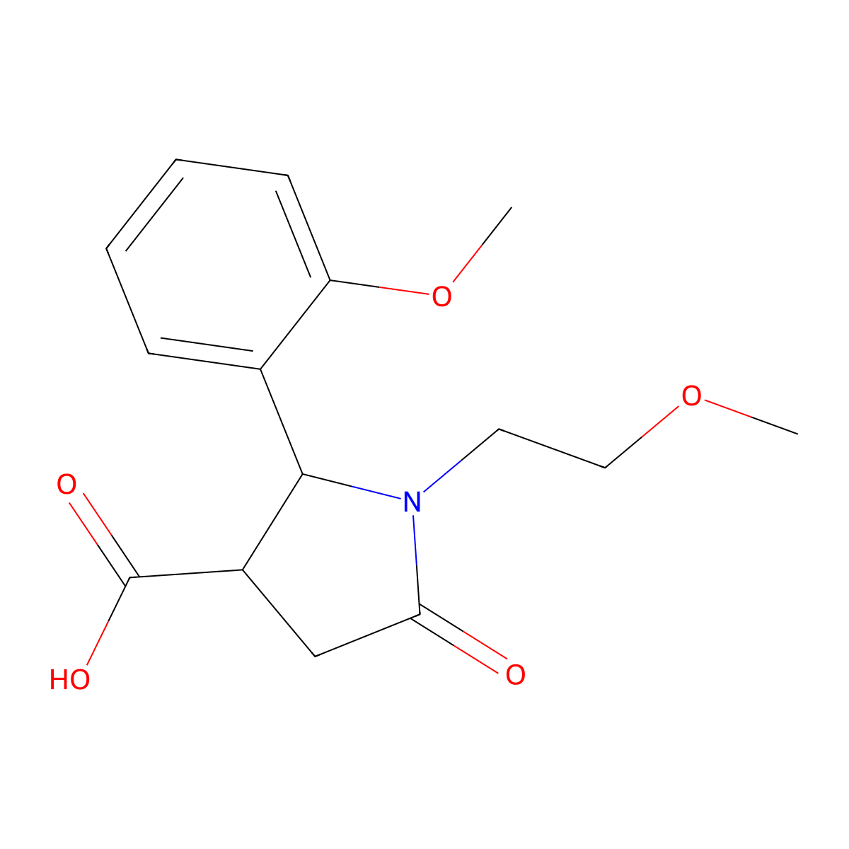 1-(2-Methoxyethyl)-2-(2-methoxyphenyl)-5-oxopyrrolidine-3-carboxylic acid molecular structure, CAS 1175673-57-0