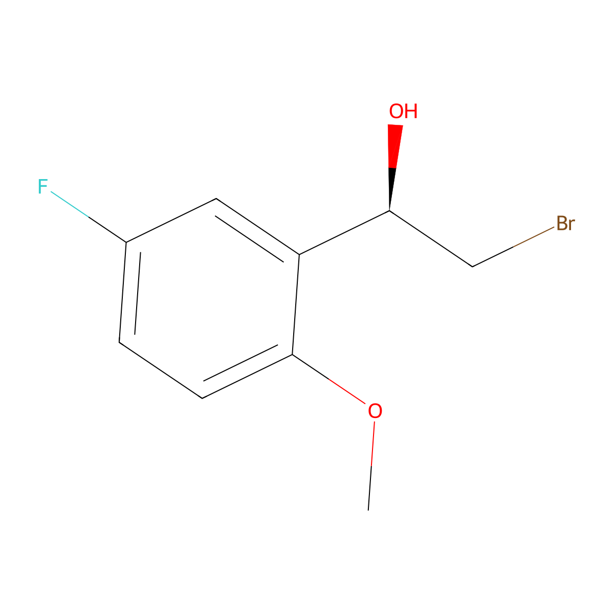 (1R)-2-Bromo-1-(5-fluoro-2-methoxyphenyl)ethan-1-ol molecular structure, CAS 1175679-83-0
