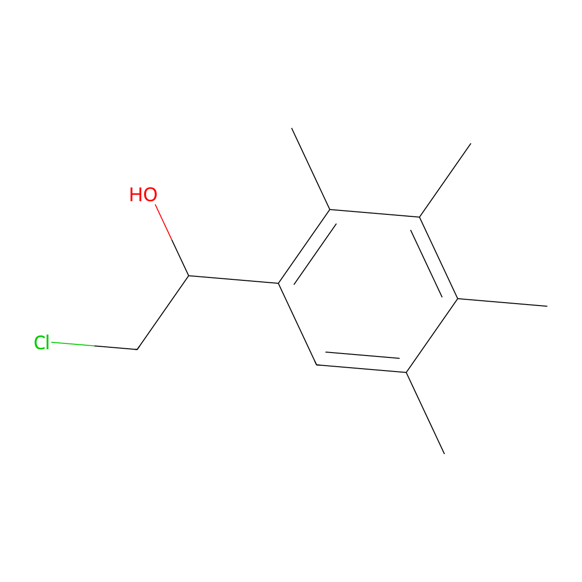 (1R)-2-Chloro-1-(2,3,4,5-tetramethylphenyl)ethan-1-ol molecular structure, CAS 1175687-52-1