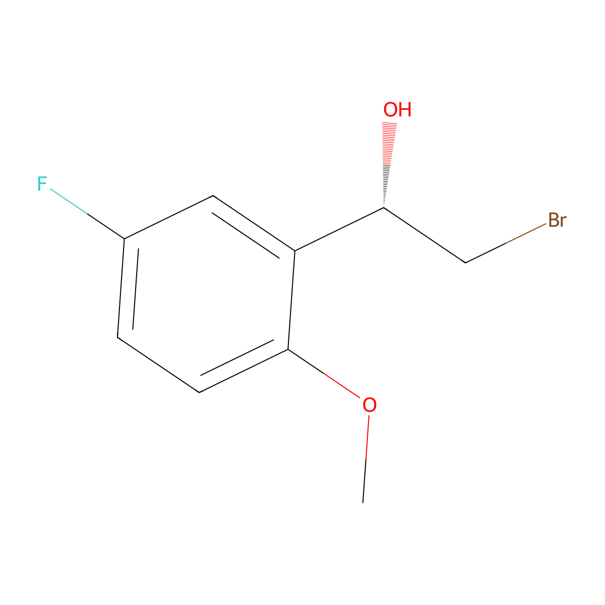 (1S)-2-Bromo-1-(5-fluoro-2-methoxyphenyl)ethan-1-ol molecular structure, CAS 1175687-55-4