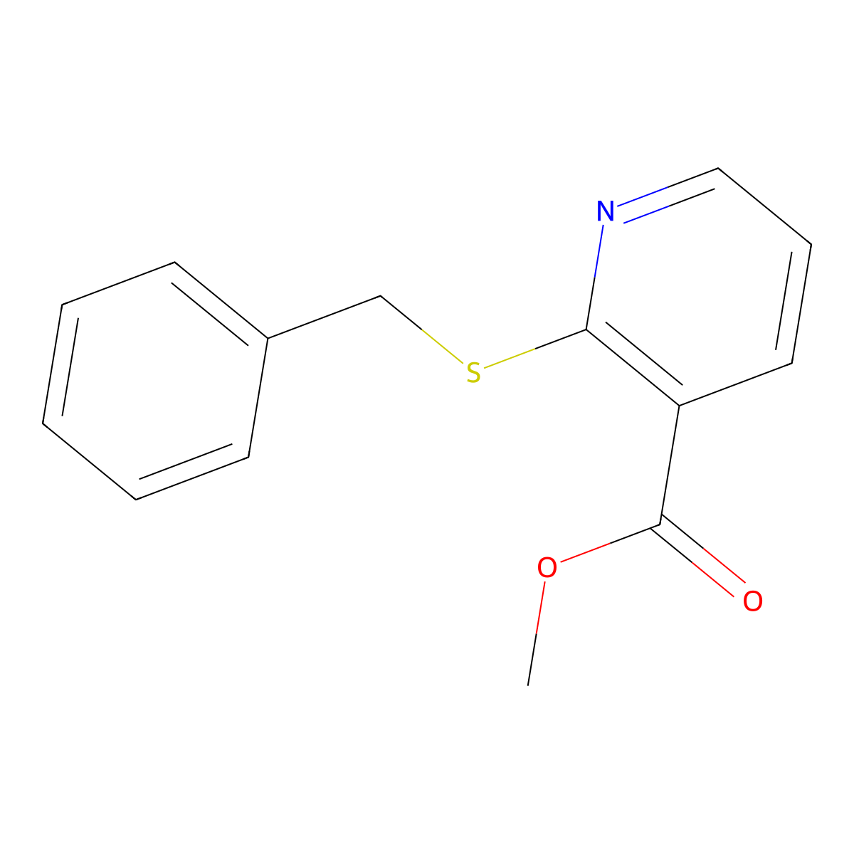 Methyl 2-(benzylthio)nicotinate molecular structure, CAS 117569-75-2