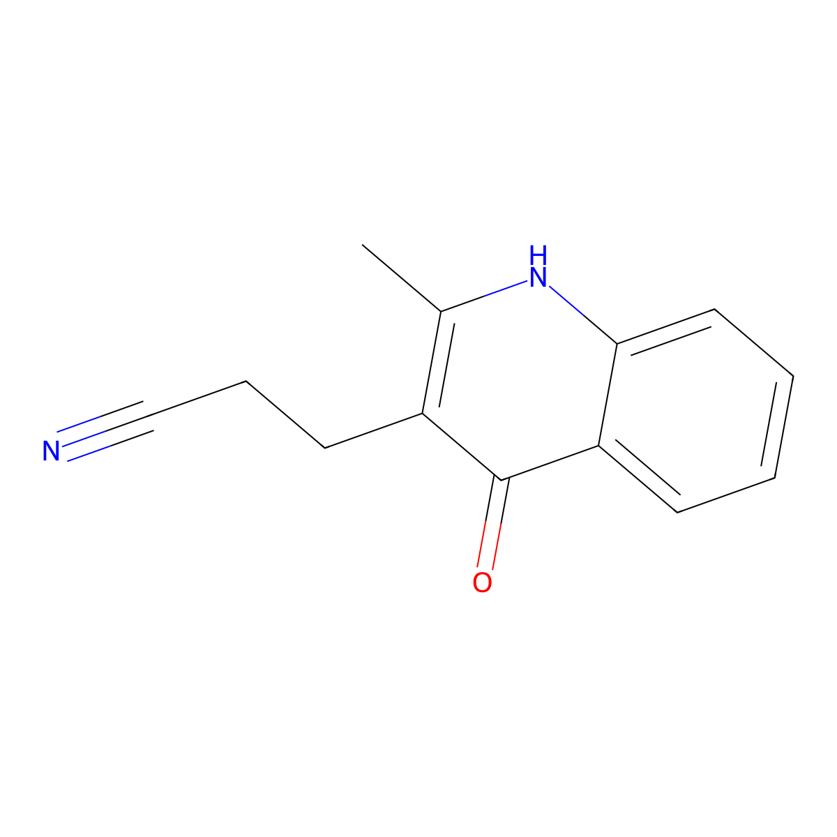 3-(2-Methyl-4-oxo-1,4-dihydro-3-quinolinyl)propanenitrile molecular structure, CAS 1175695-79-0
