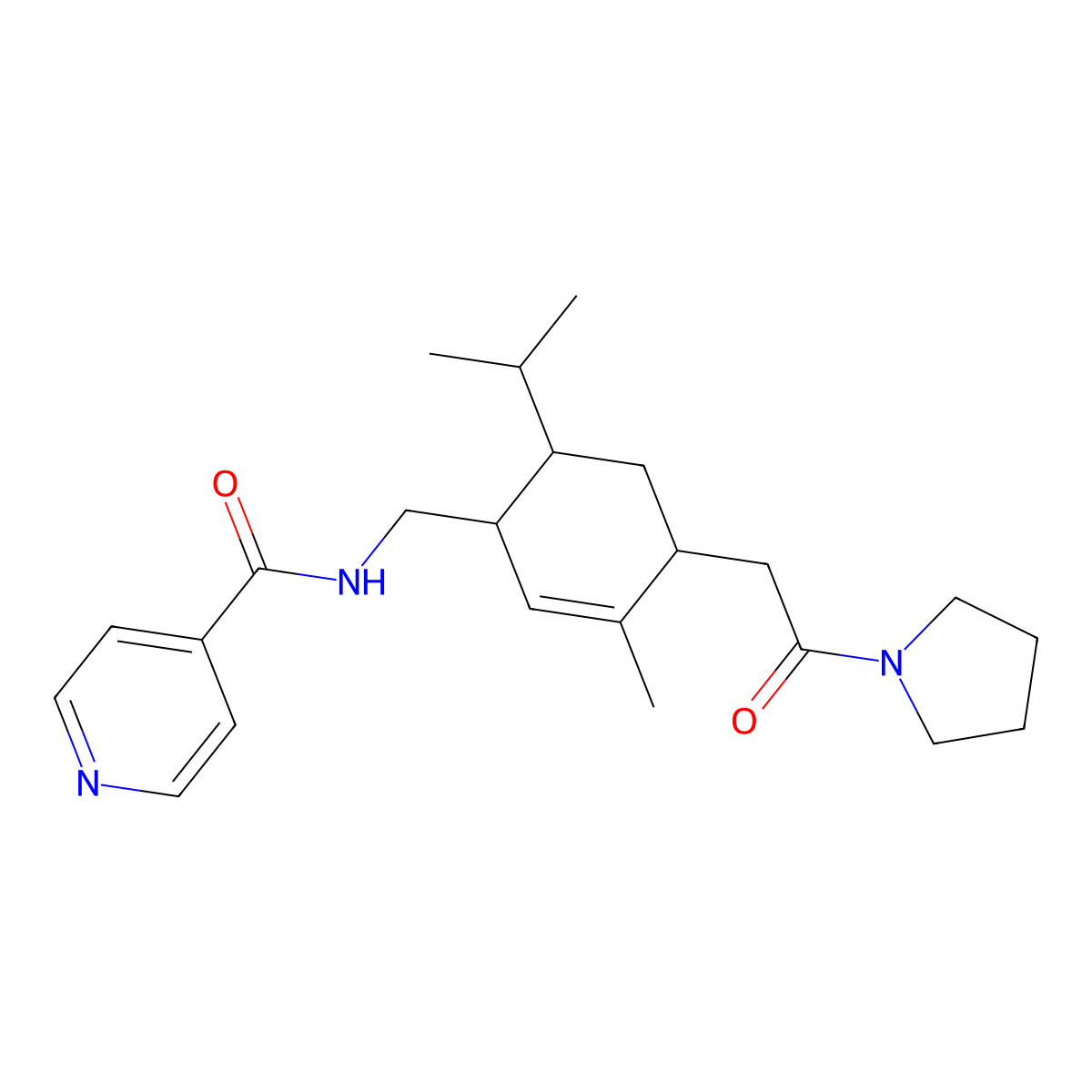 N-[[(1S,4S,6S)-3-Methyl-6-(1-methylethyl)-4-[2-oxo-2-(1-pyrrolidinyl)ethyl]-2-cyclohexen-1-yl]methyl]-4-pyridinecarboxamide molecular structure, CAS 1175697-80-9