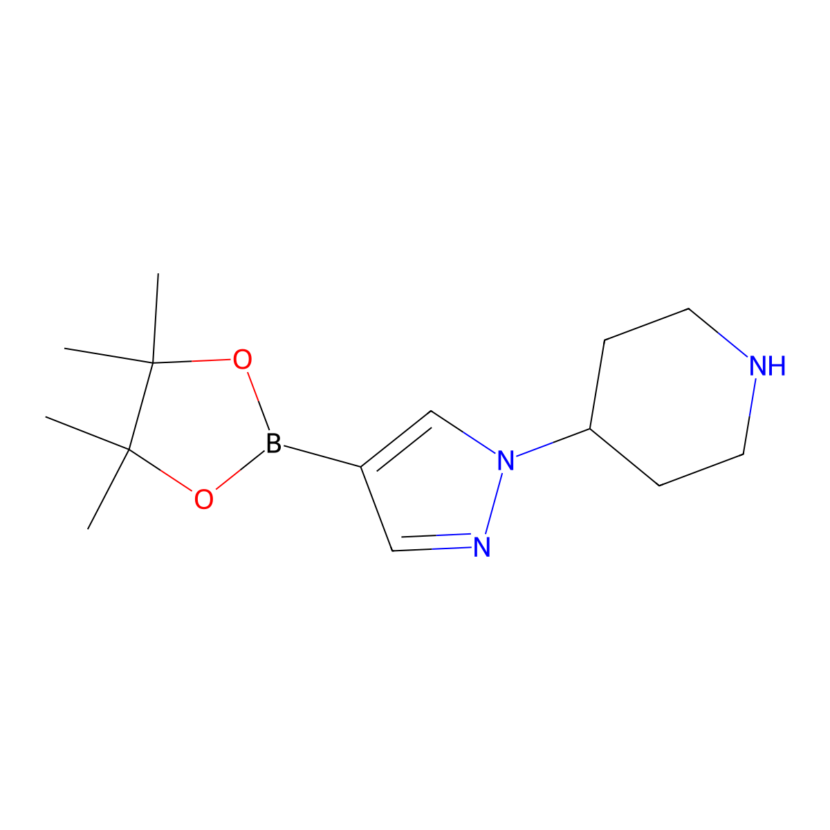 4-(4-(4,4,5,5-tetramethyl-1,3,2-dioxaborolan-2-yl)-1H-pyrazol-1-yl)piperidine molecular structure, CAS 1175708-03-8