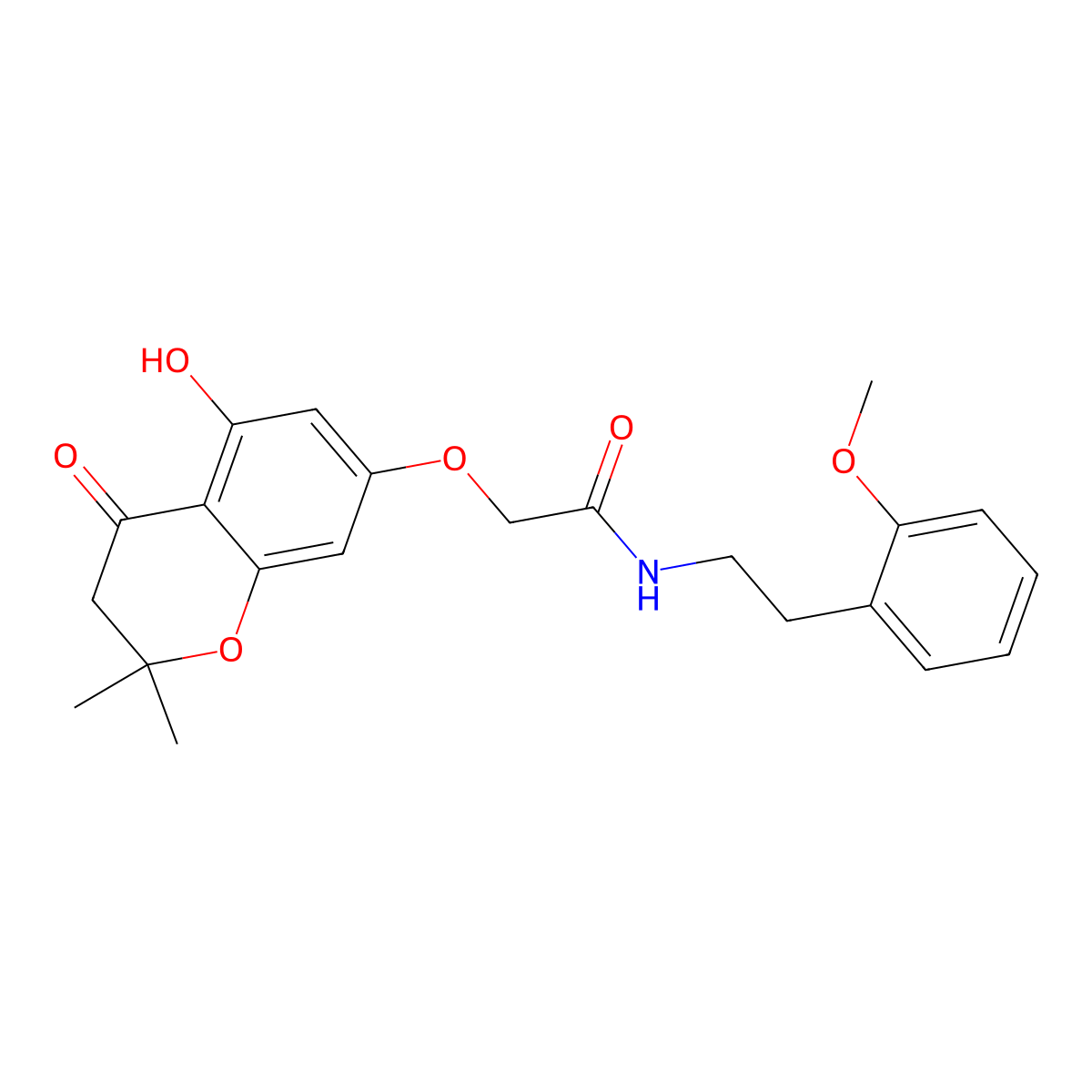 2-[(5-hydroxy-2,2-dimethyl-4-oxo-3,4-dihydro-2H-chromen-7-yl)oxy]-N-[2-(2-methoxyphenyl)ethyl]acetamide molecular structure, CAS 1175749-78-6