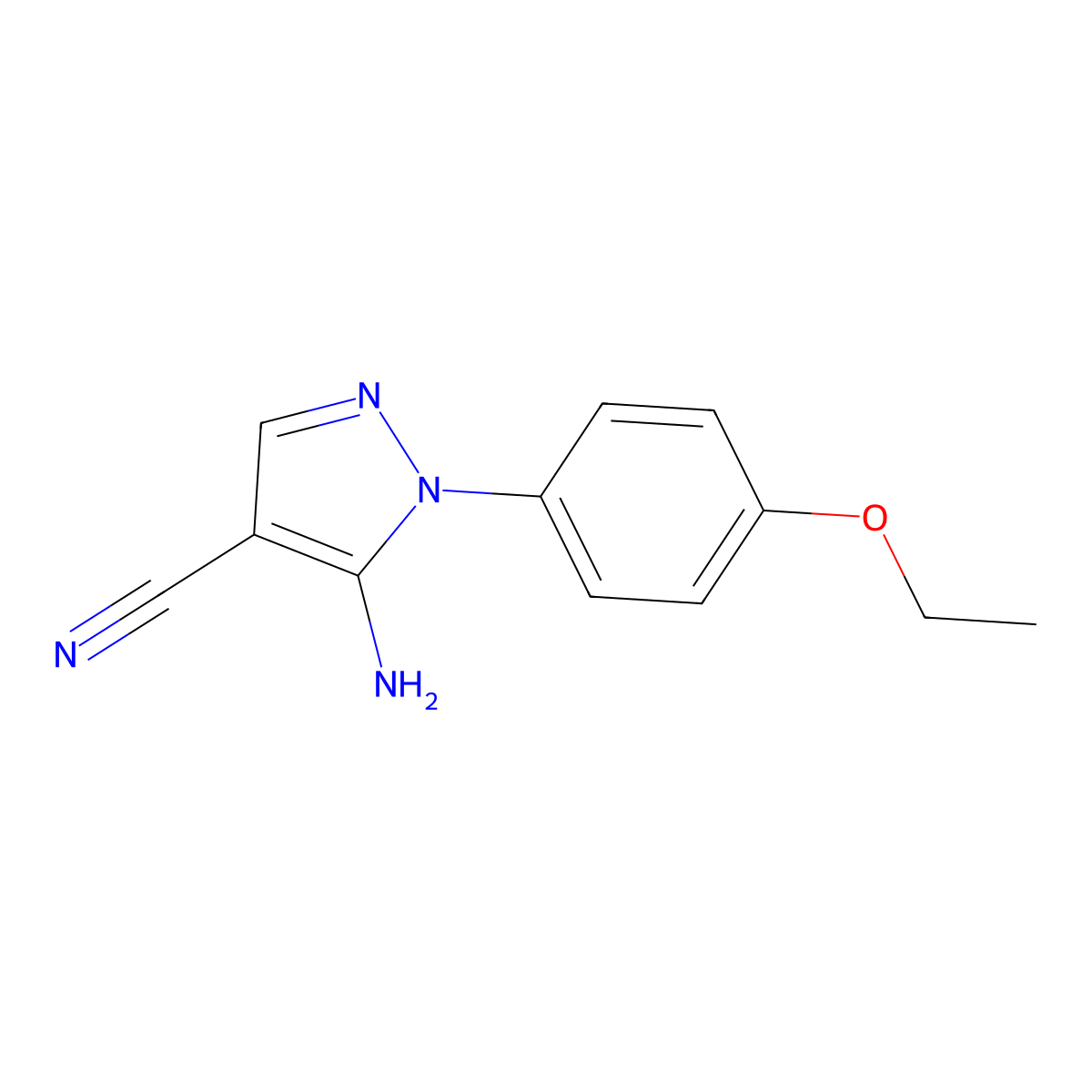5-Amino-1-(4-ethoxyphenyl)-1H-pyrazole-4-carbonitrile molecular structure, CAS 1175758-47-0