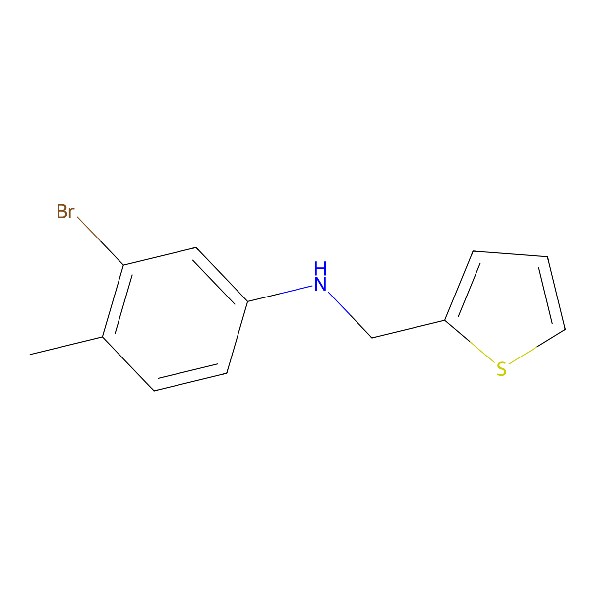 3-bromo-4-methyl-N-(thiophen-2-ylmethyl)aniline molecular structure, CAS 1175758-92-5