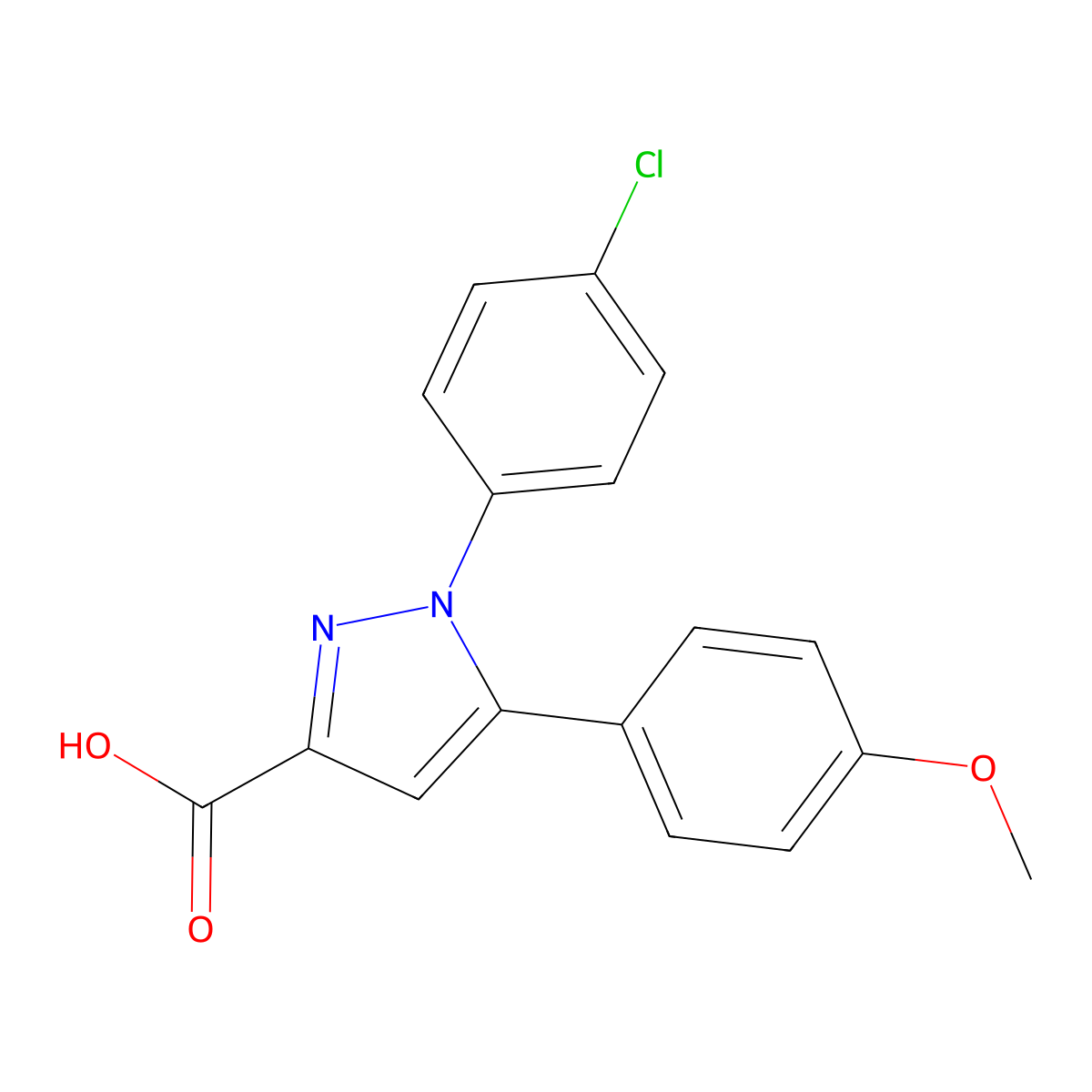 1-(4-chlorophenyl)-5-(4-methoxyphenyl)-1H-pyrazole-3-carboxylic acid molecular structure, CAS 1175763-11-7