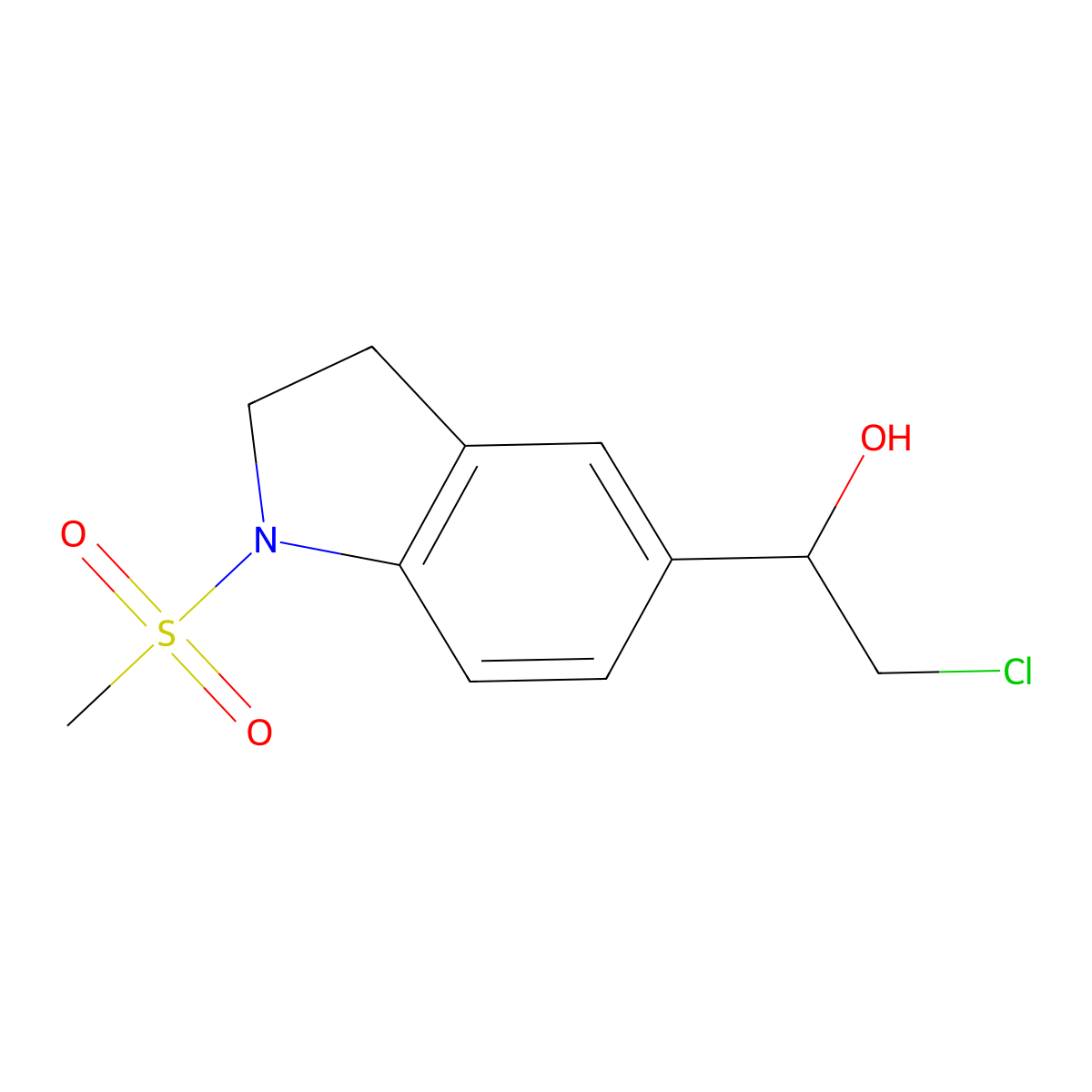 (1R)-2-Chloro-1-(1-methanesulfonyl-2,3-dihydro-1H-indol-5-yl)ethan-1-ol molecular structure, CAS 1175767-04-0