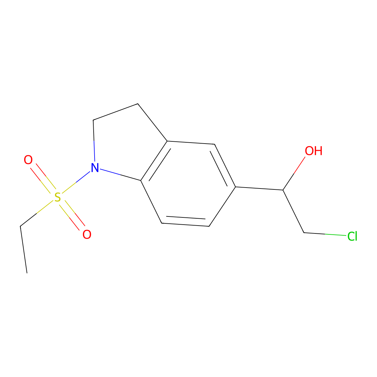 (1R)-2-Chloro-1-[1-(ethanesulfonyl)-2,3-dihydro-1H-indol-5-yl]ethan-1-ol molecular structure, CAS 1175767-18-6