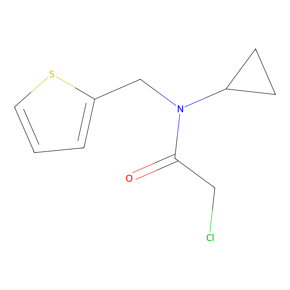 2-chloro-N-cyclopropyl-N-(thiophen-2-ylmethyl)acetamide molecular structure, CAS 1175771-39-7