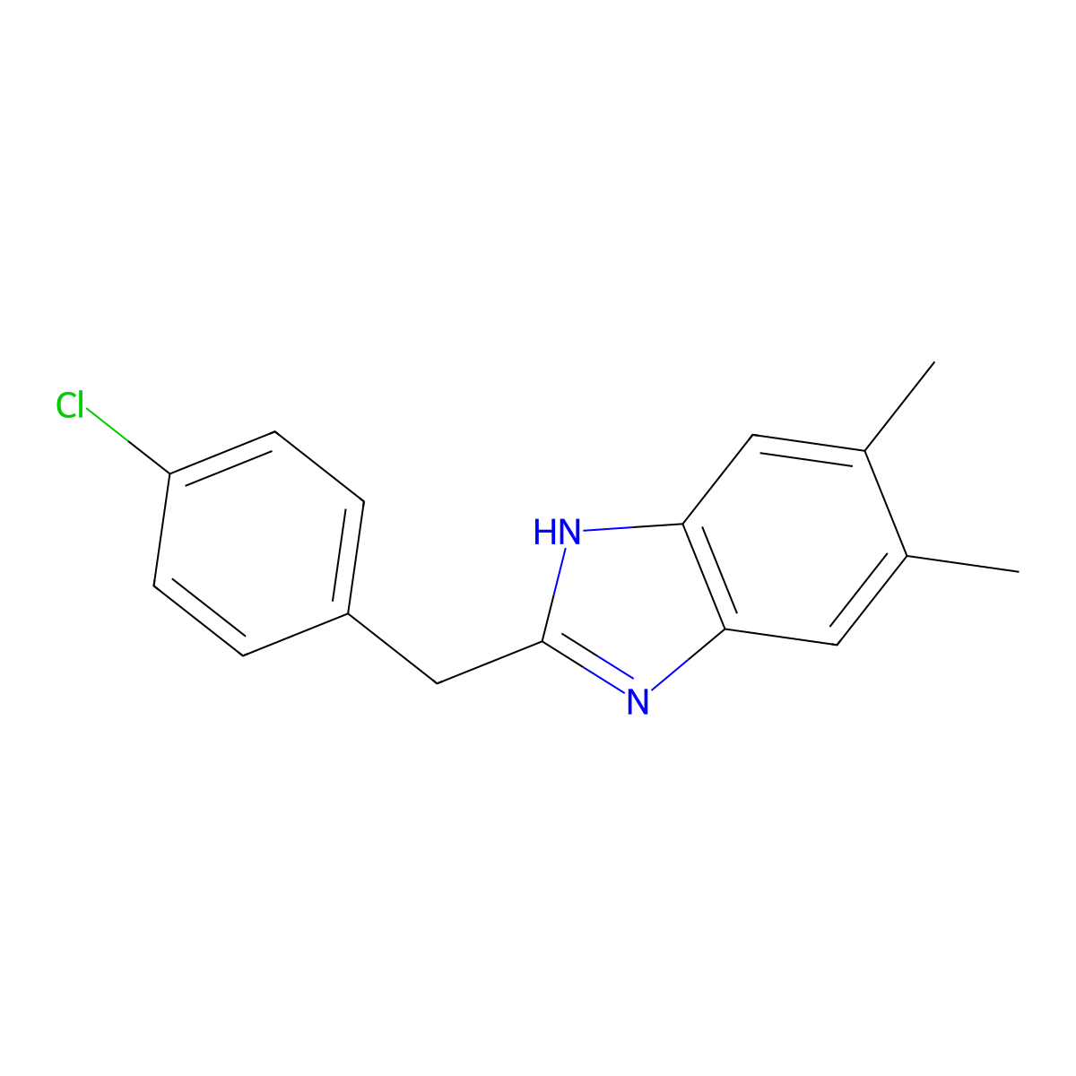2-(4-Chlorobenzyl)-5,6-dimethyl-1H-benzo[d]imidazole molecular structure, CAS 1175771-93-3