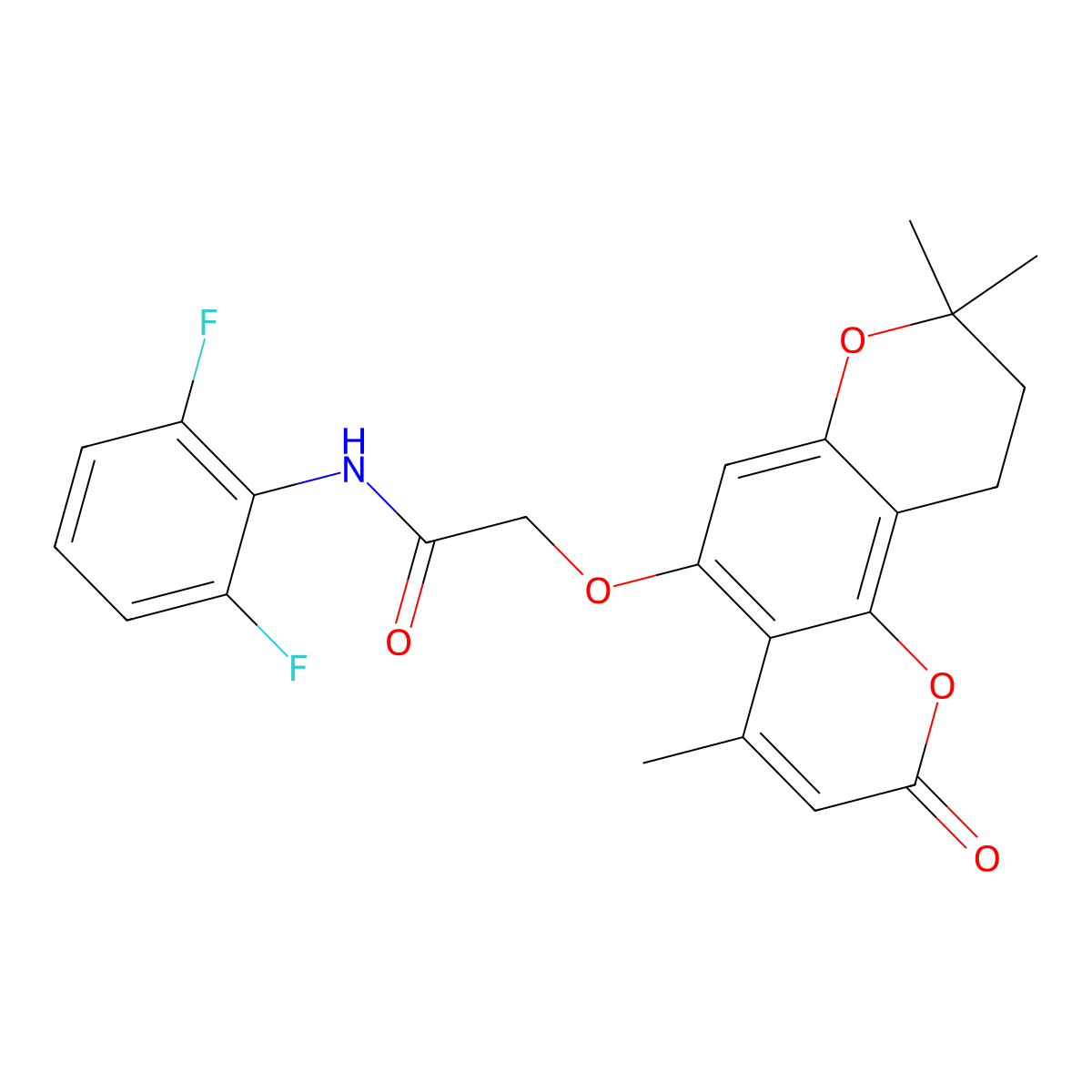 N-(2,6-difluorophenyl)-2-[(4,8,8-trimethyl-2-oxo-9,10-dihydro-2H,8H-pyrano[2,3-f]chromen-5-yl)oxy]acetamide molecular structure, CAS 1175776-23-4