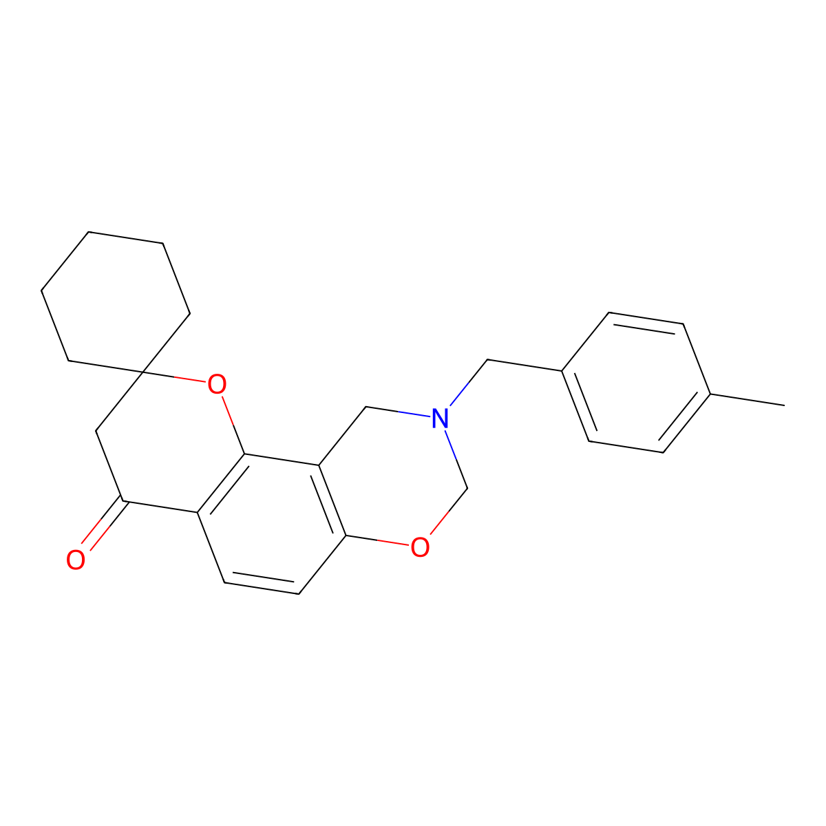 9-(4-methylbenzyl)-9,10-dihydro-8H-spiro[chromeno[8,7-e][1,3]oxazine-2,1'-cyclohexan]-4(3H)-one molecular structure, CAS 1175783-58-0
