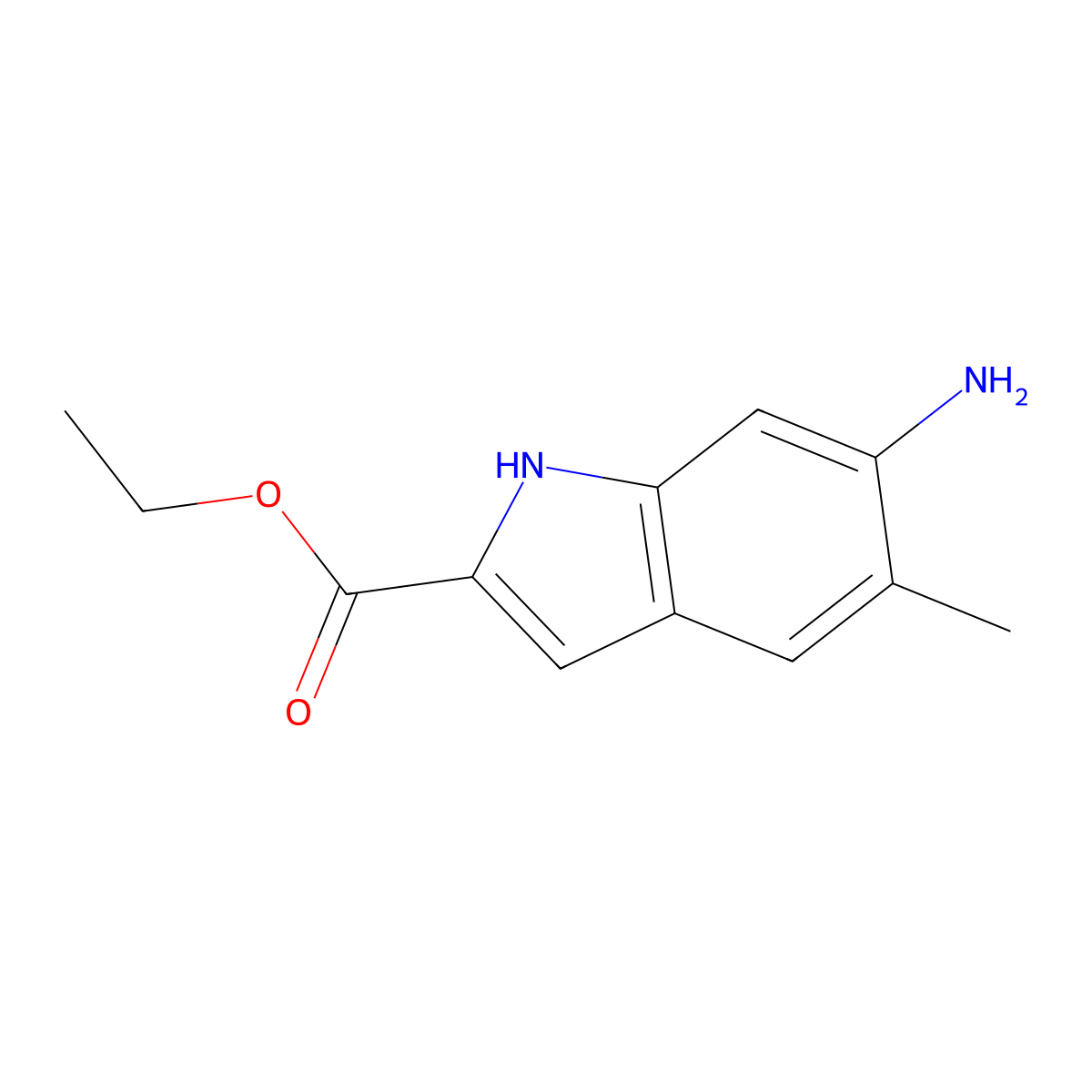 ethyl 6-amino-5-methyl-1H-indole-2-carboxylate molecular structure, CAS 1175787-04-8