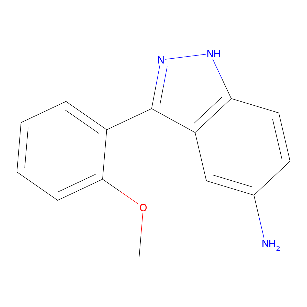 3-(2-methoxyphenyl)-1H-indazol-5-amine molecular structure, CAS 1175788-42-7