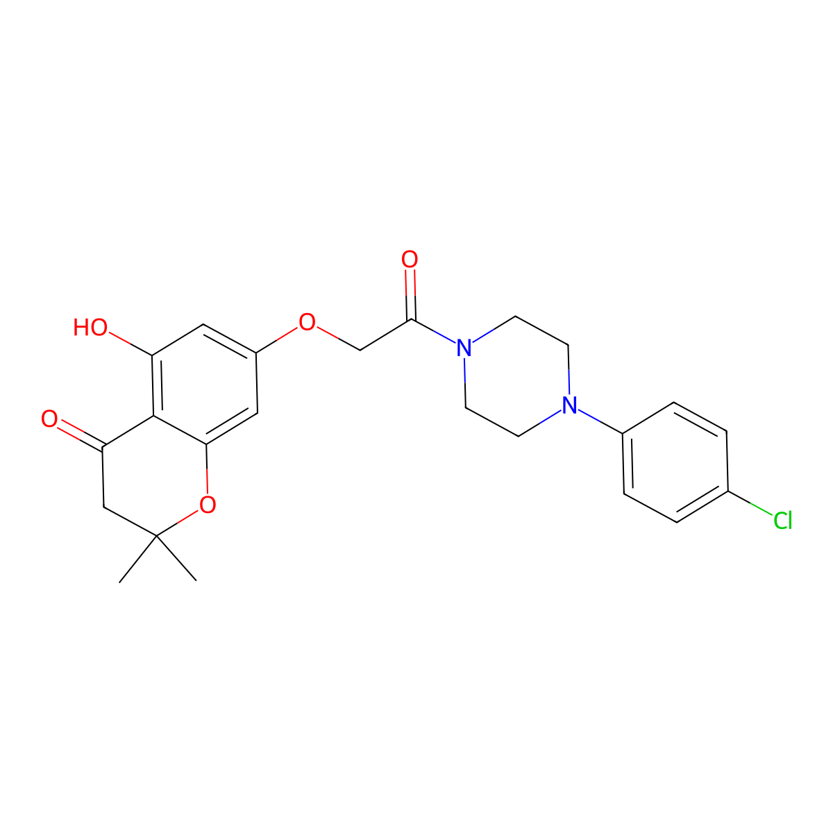 7-{2-[4-(4-chlorophenyl)piperazin-1-yl]-2-oxoethoxy}-5-hydroxy-2,2-dimethyl-2,3-dihydro-4H-chromen-4-one molecular structure, CAS 1175792-50-3