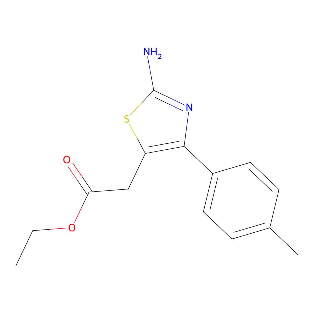 Ethyl 2-[2-amino-4-(4-methylphenyl)-1,3-thiazol-5-yl]acetate molecular structure, CAS 1175793-66-4