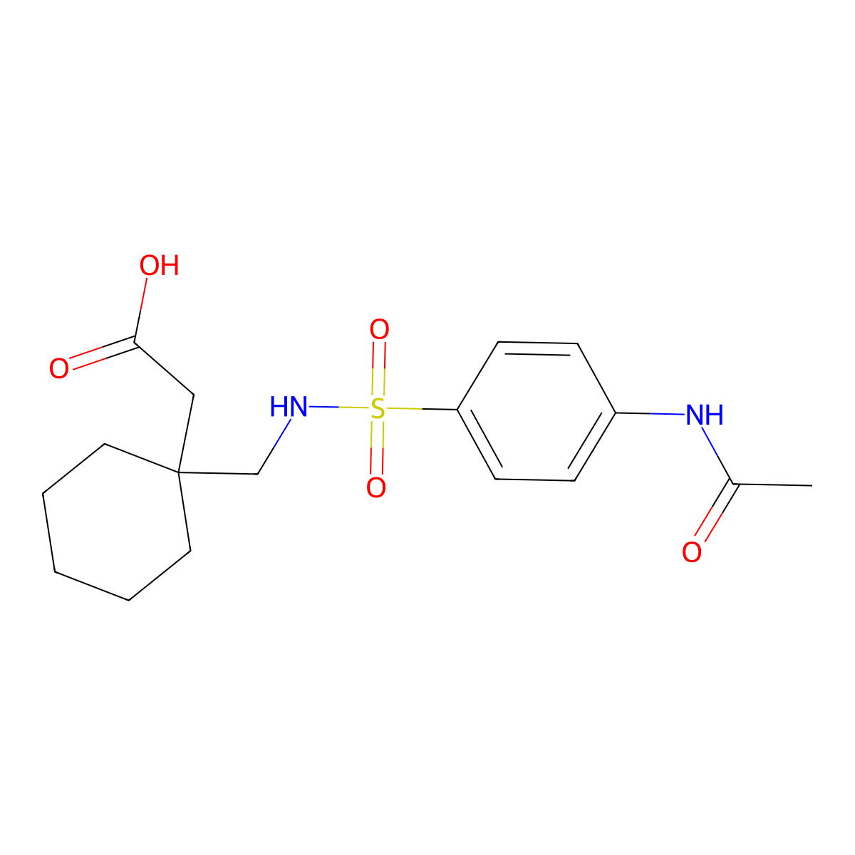 (1-[(([4-(Acetylamino)phenyl]sulfonyl)amino)methyl]cyclohexyl)acetic acid molecular structure, CAS 1175804-00-8