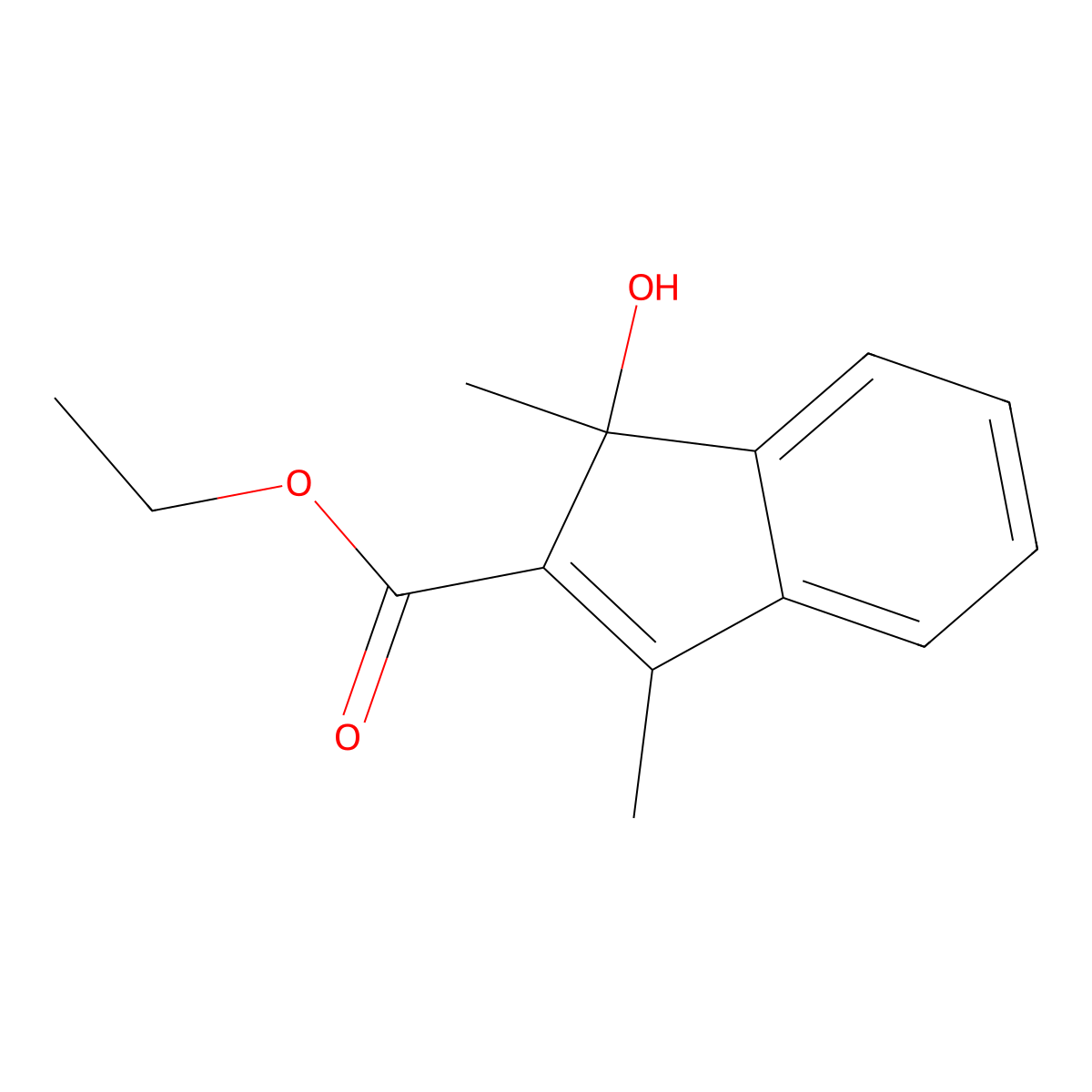 ethyl 1-hydroxy-1,3-dimethyl-1H-indene-2-carboxylate molecular structure, CAS 117583-11-6