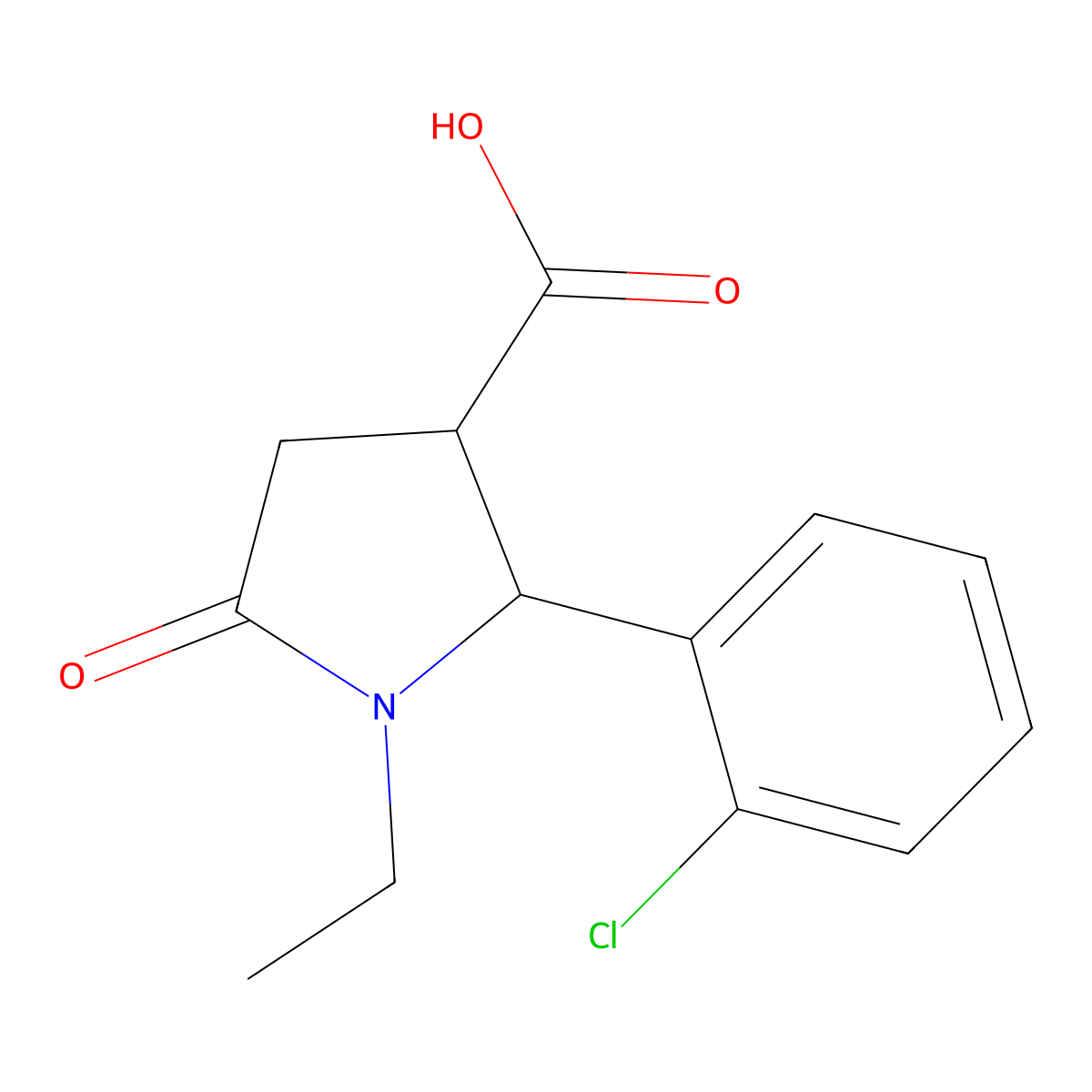 (2R,3R)-2-(2-Chloro-phenyl)-1-ethyl-5-oxo-pyrrolidine-3-carboxylic acid molecular structure, CAS 1175848-28-8