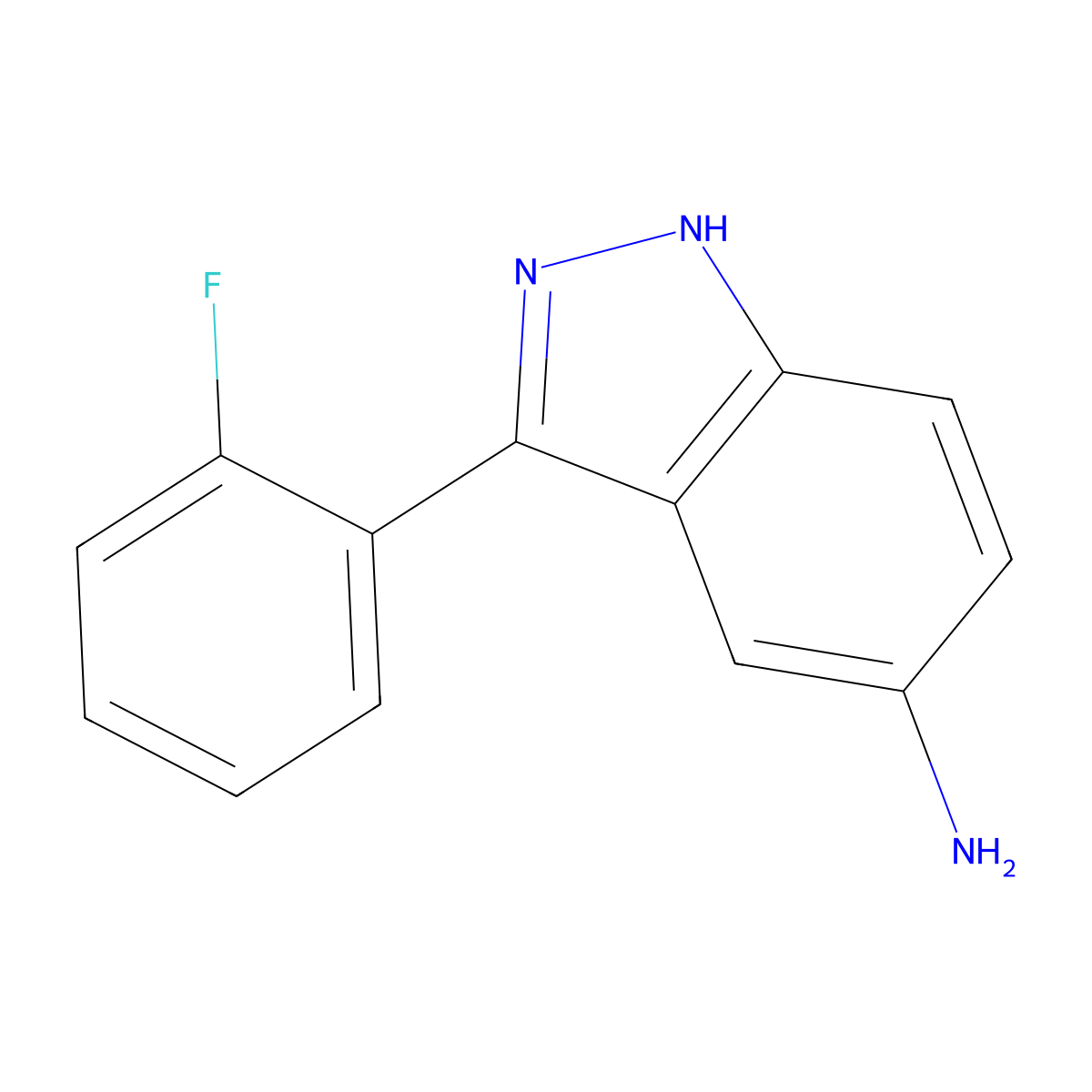 3-(2-fluorophenyl)-1H-indazol-5-amine molecular structure, CAS 1175859-35-4