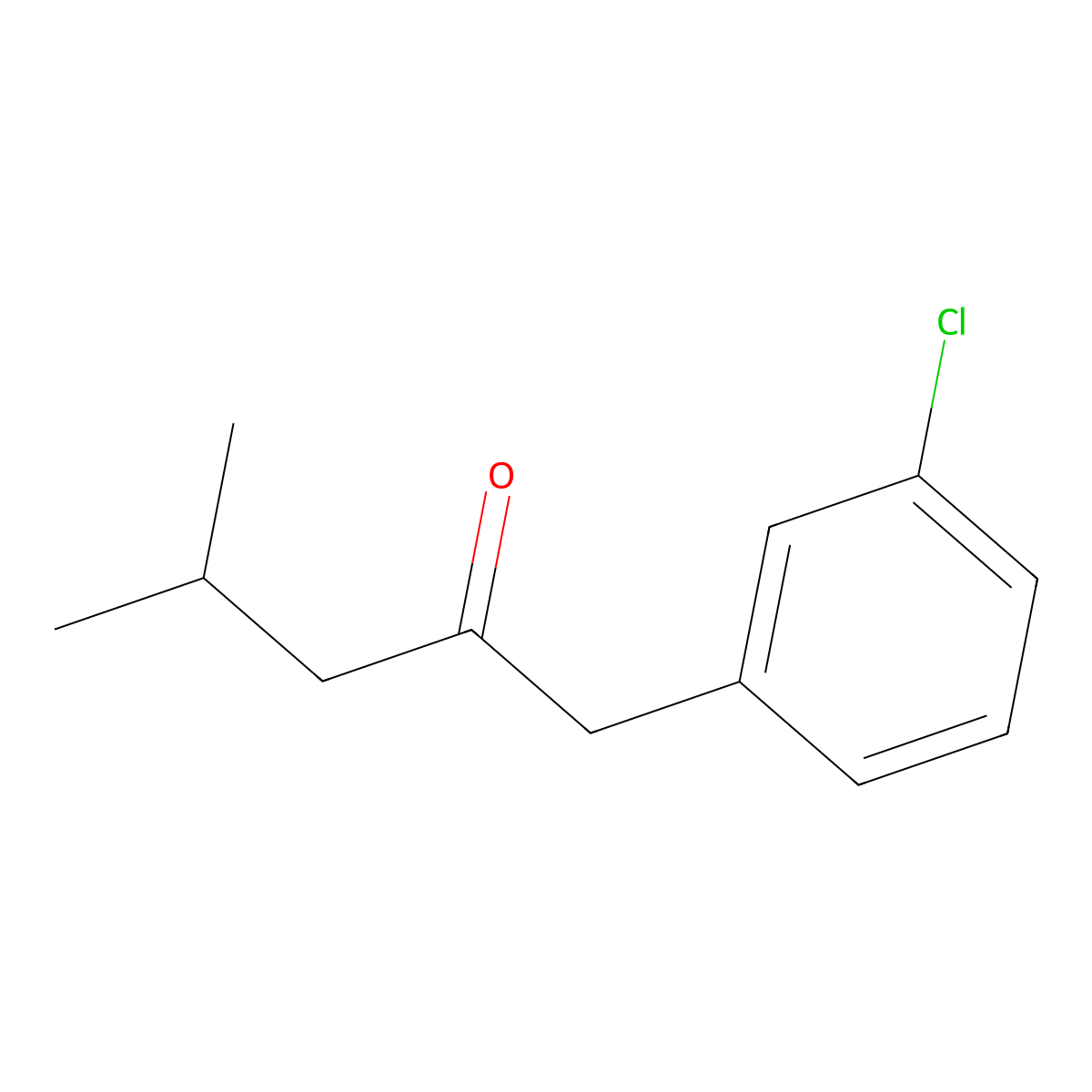 1-(3-Chlorophenyl)-4-methylpentan-2-one molecular structure, CAS 1175909-18-8