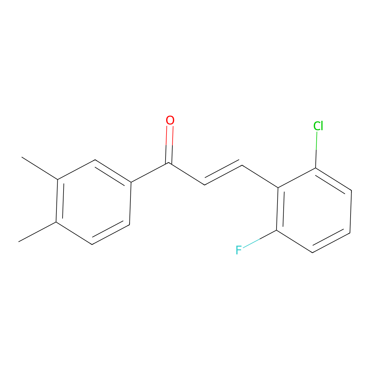 (2E)-3-(2-Chloro-6-fluorophenyl)-1-(3,4-dimethylphenyl)prop-2-en-1-one molecular structure, CAS 1175912-85-2