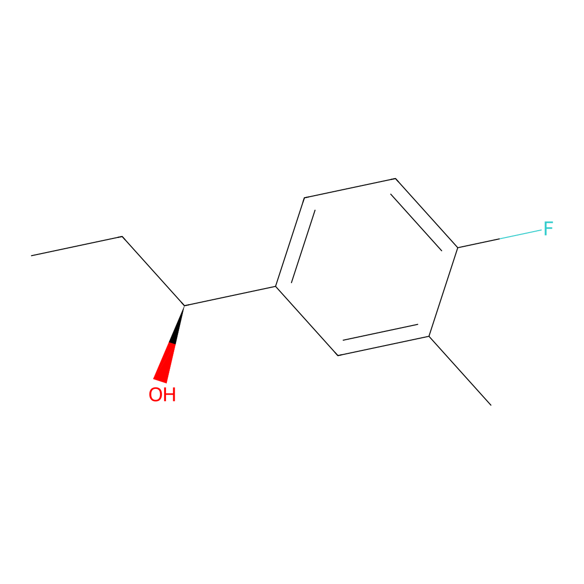 (1S)-1-(4-fluoro-3-methylphenyl)propan-1-ol molecular structure, CAS 1175913-39-9